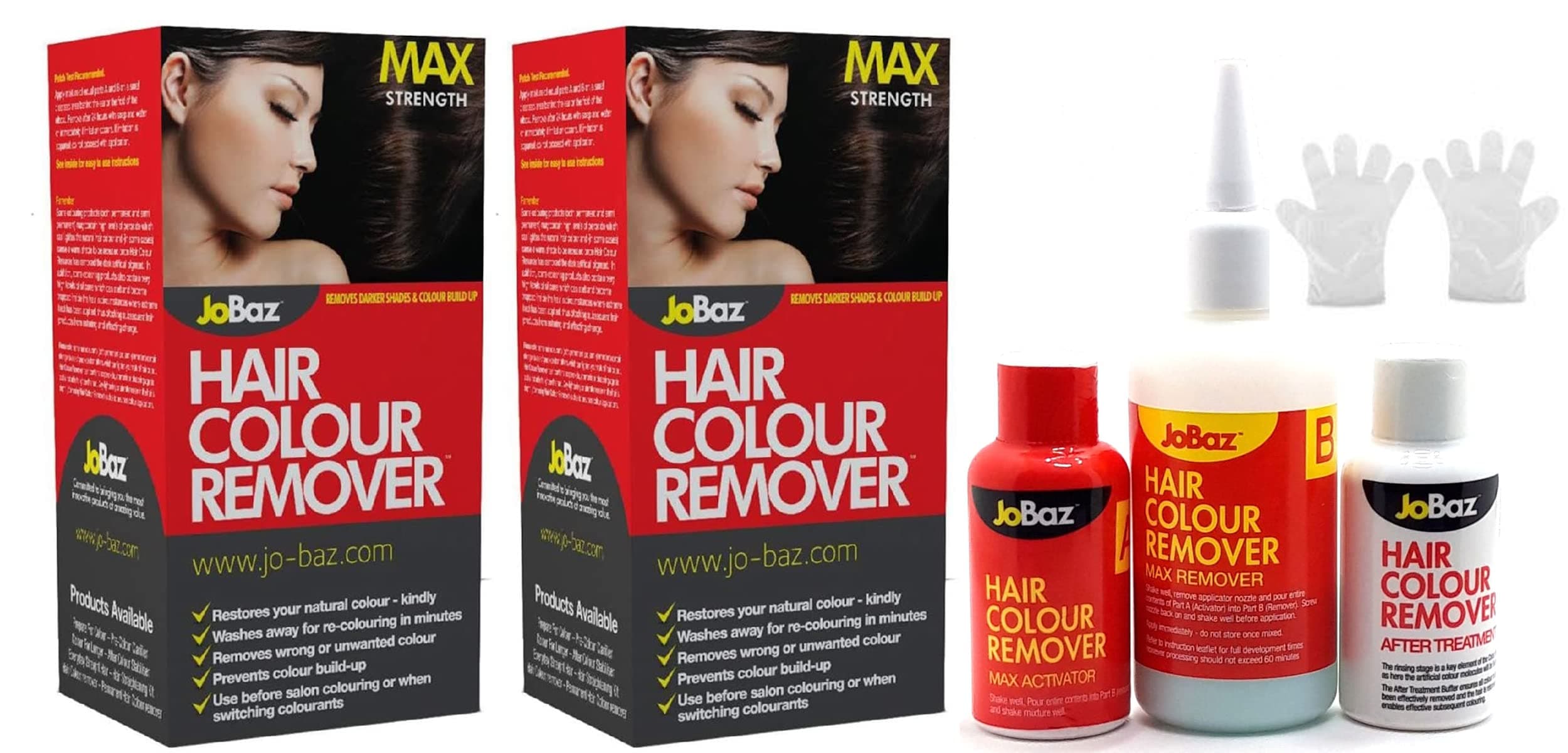 Topest Jobaz Hair Colour Remover (Pack of 2) Max Strength - Gloves and Instructions Included – For Safe and Effective Removal of Undesirable Hair Colour