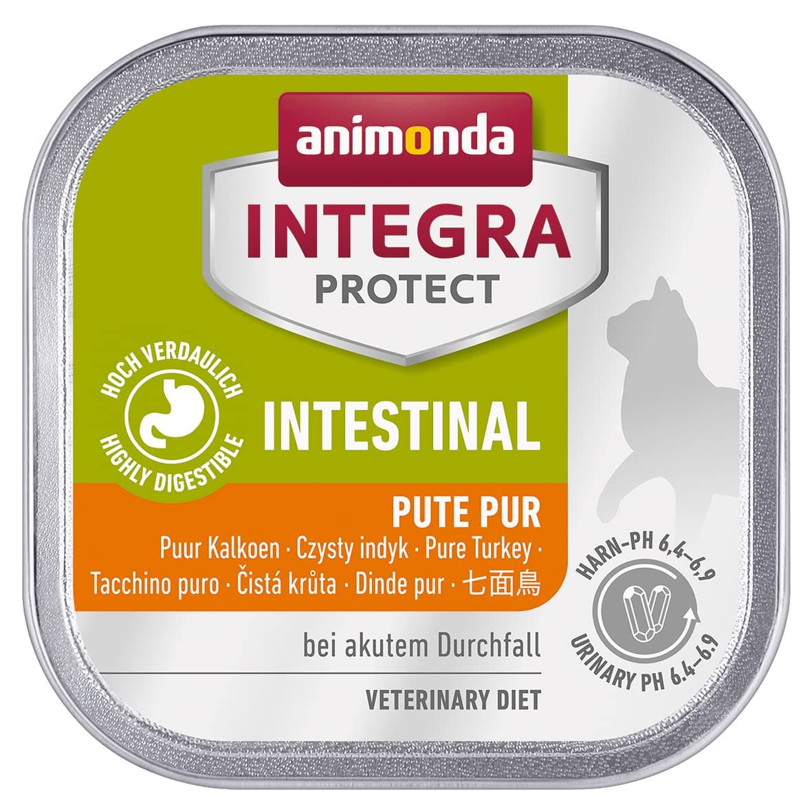 Animonda Integra ProtectIntestinal cat, diet cat food, wet food for diarrhoea or vomiting, pure turkey, 16 x 100g