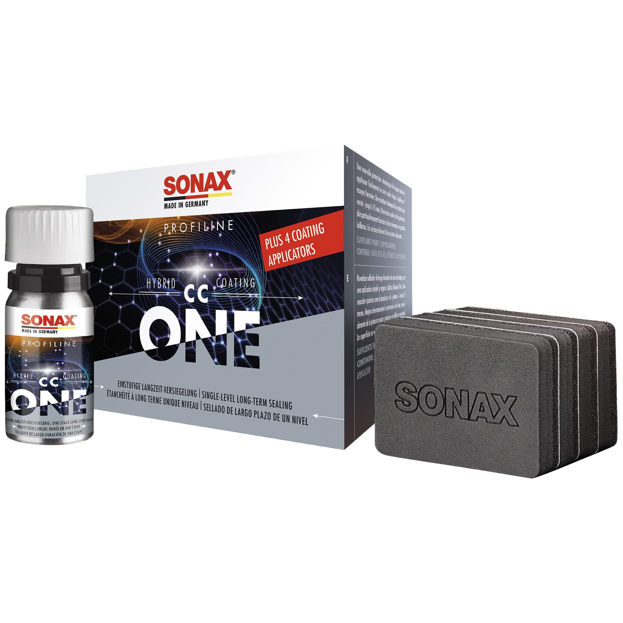 SONAX PROFILINE Hybrid Coating CC One | With Si-Carbon Technology and super hydrophobic | Contains 4 applicators