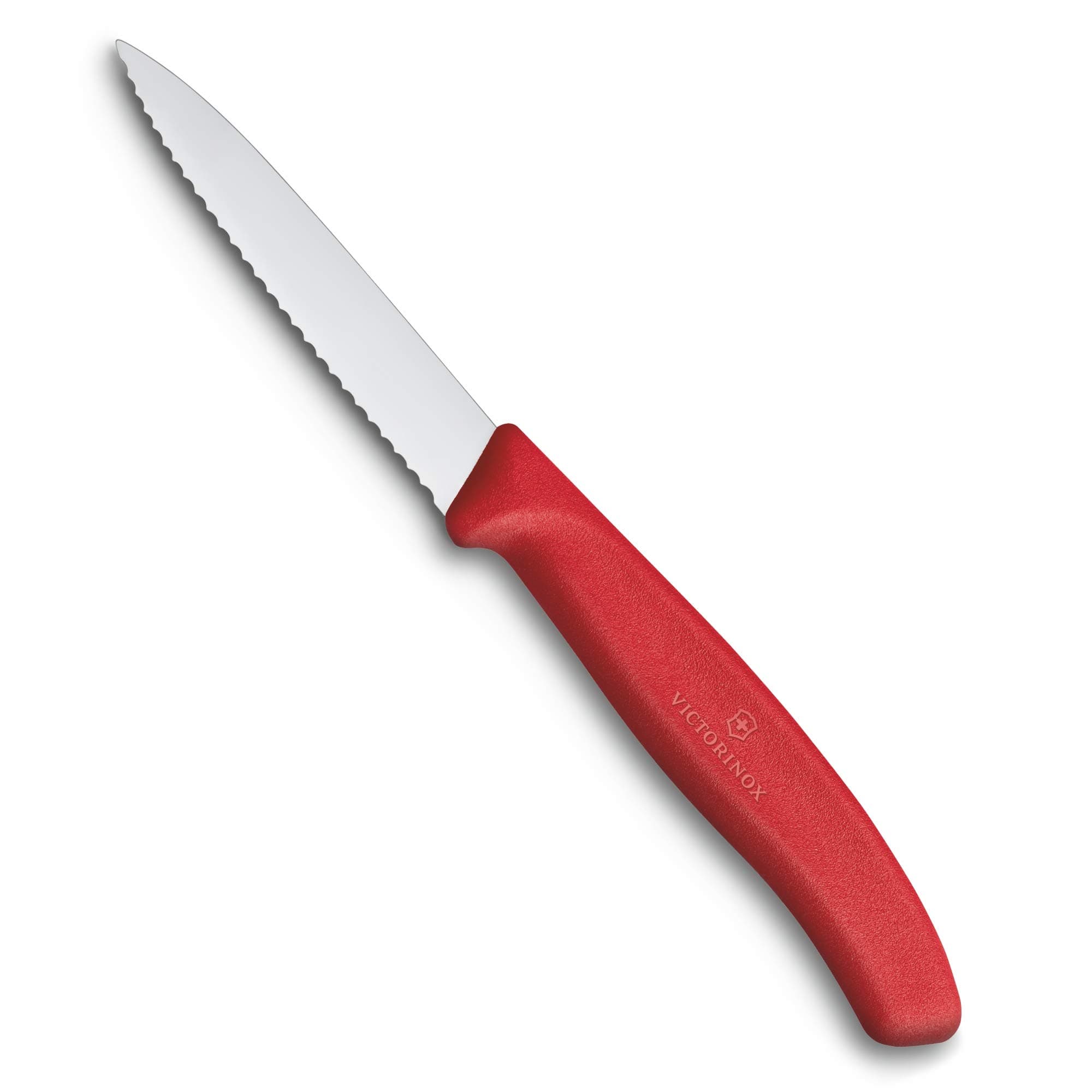 - Swiss Classic Kitchen Knife/PARING Knife/Vegetable Knife, 8 cm, Wavy Edge - RED Colour.