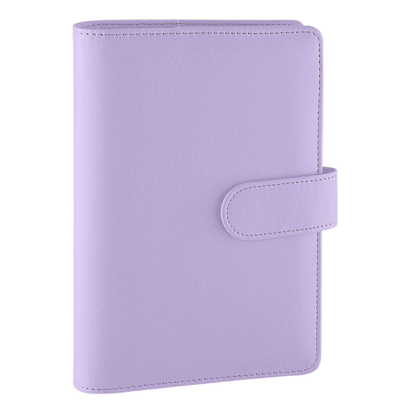 Antner A6 PU Leather Notebook Binder - Refillable 6 Ring for A6 Filler Paper, Loose Leaf Personal Planner Cover With Magnetic Buckle Closure, Purple