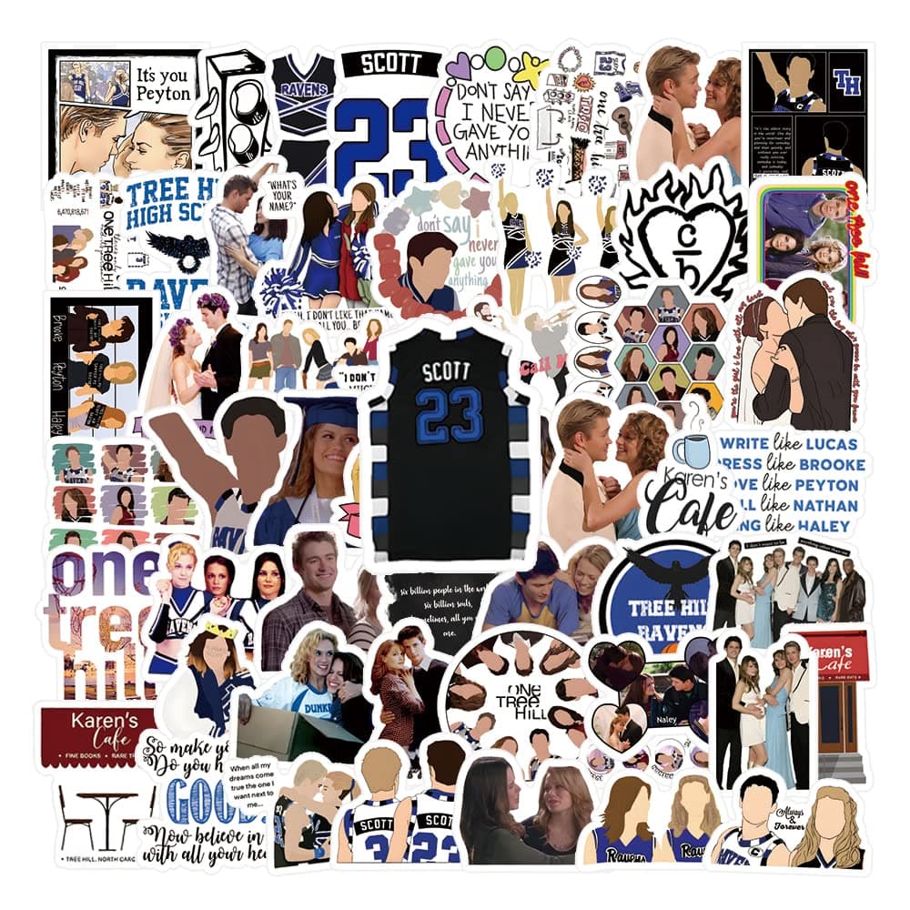 DAWINRK One Tree Hill Classic TV Show Stickers 64pcs Decals Aesthetic Waterproof Vinyl Pack Stickers for Water Bottle Laptop Cup Adults Phone Skateboard DIY Party