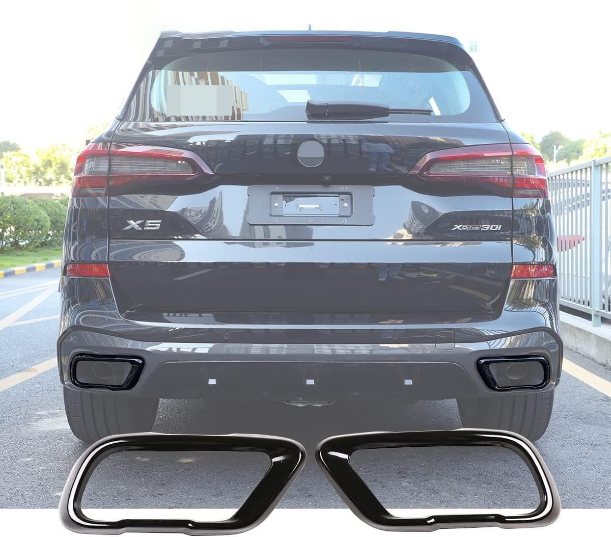 YIWANG Stainless Steel Exterior Accessories Exhaust Muffler Tail Pipe Trim Cover 2pcs For BMW X5 G05 X7 G07 2019-2021 M Sport Version (Black),YIWANG
