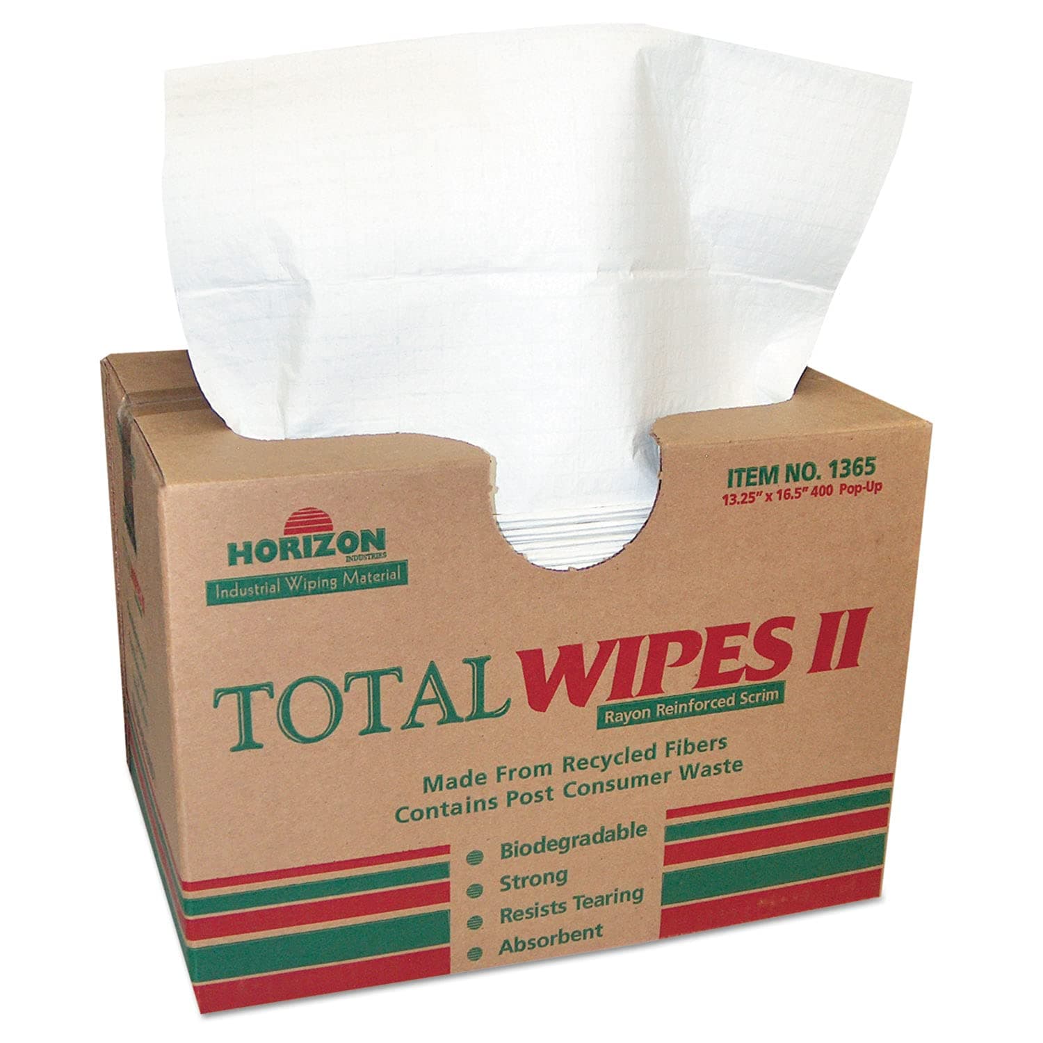 Horizon Industries"Total Wipes II Cleaning Towel - 4 Ply Medium-Duty - 13-1/4"" x 16-1/2""", White (1365)