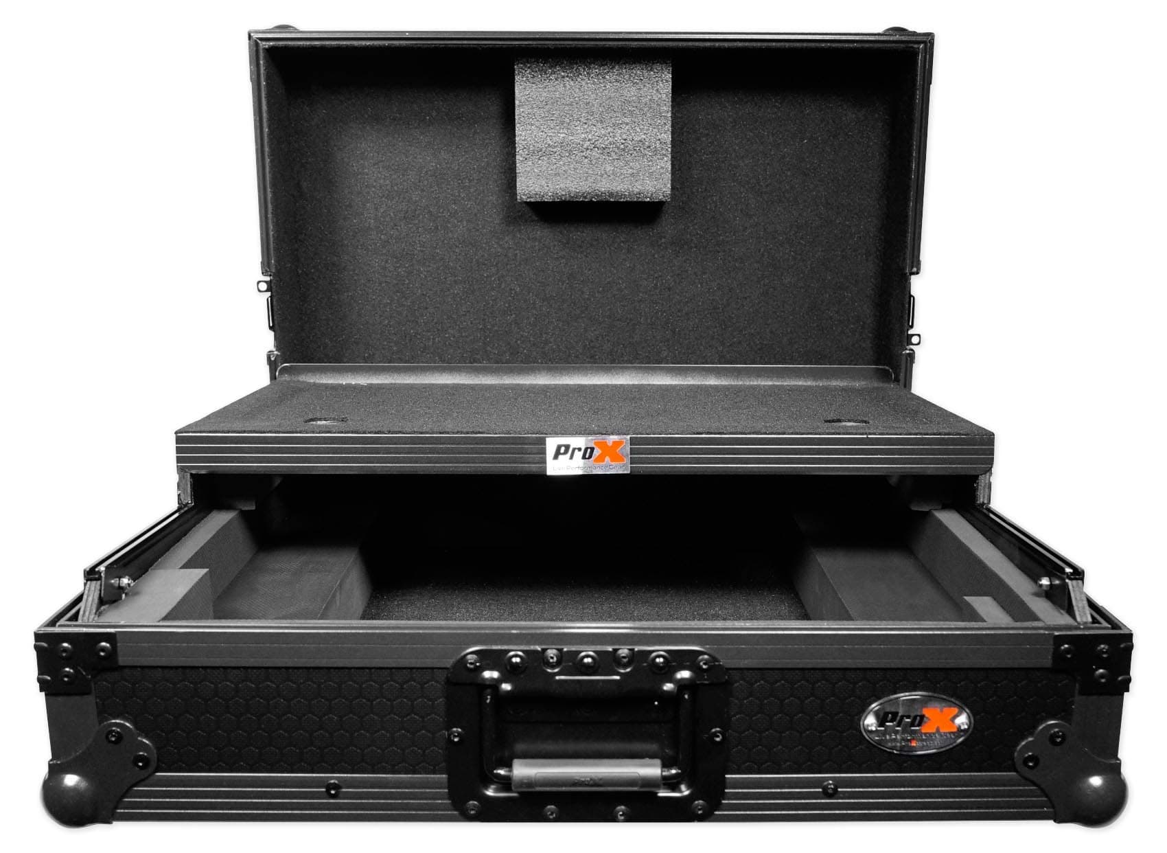 ProX Flight Case for Roland DJ-505 Digital Controller With Sliding Laptop Shelf - Black on Black Design - XS-DJ505LTBL