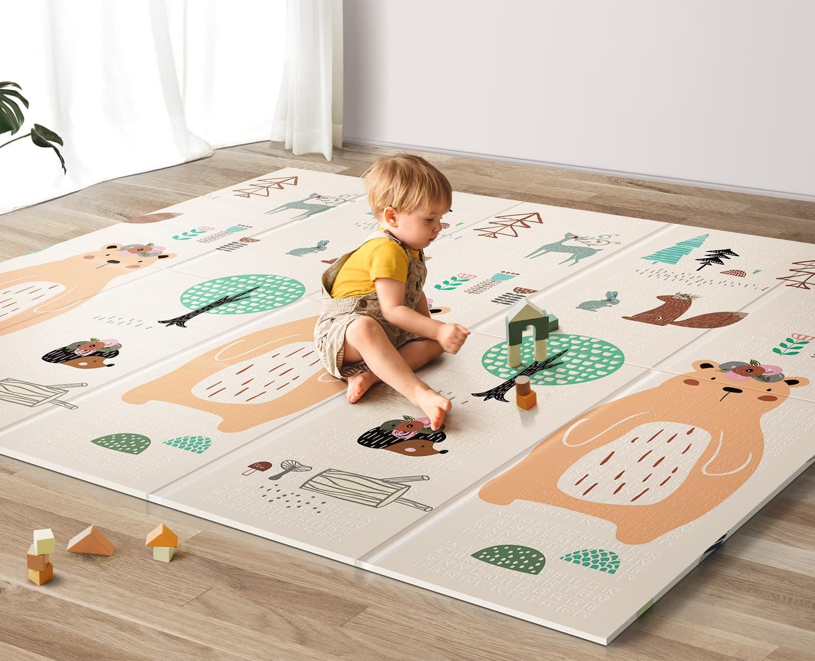 UANLAUO Foldable Baby Play Mat, Extra Large Waterproof Activity Playmats for Babies,Toddlers, Infants, Play & Tummy Time, Foam Baby Mat for Floor with Travel Bag, Indoor Outdoor Use (71" x 79")