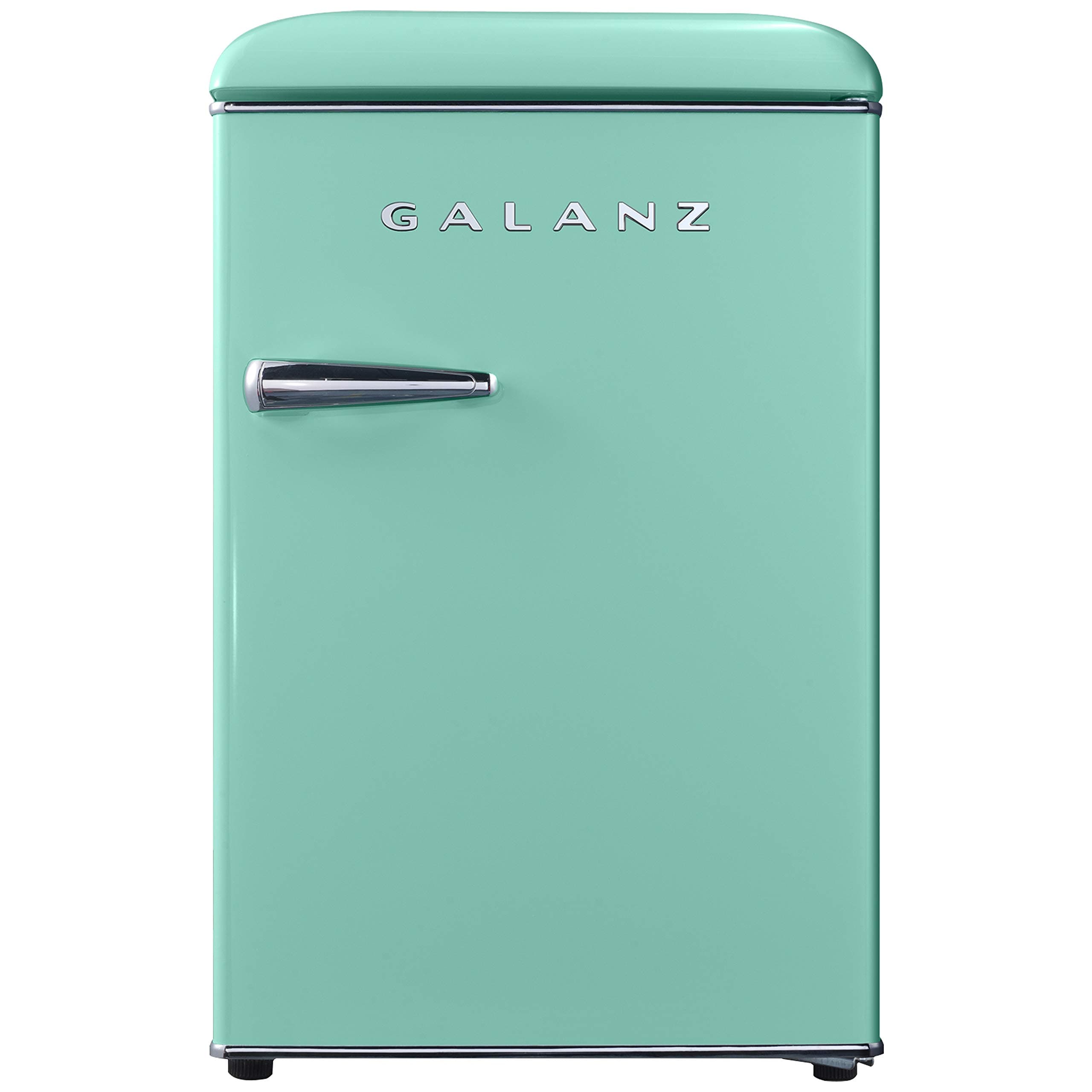 GLR25MGNR10 Retro Compact Refrigerator, Mini Fridge with Single Doors, Adjustable Mechanical Thermostat with Chiller, Green, 2.5 Cu Ft
