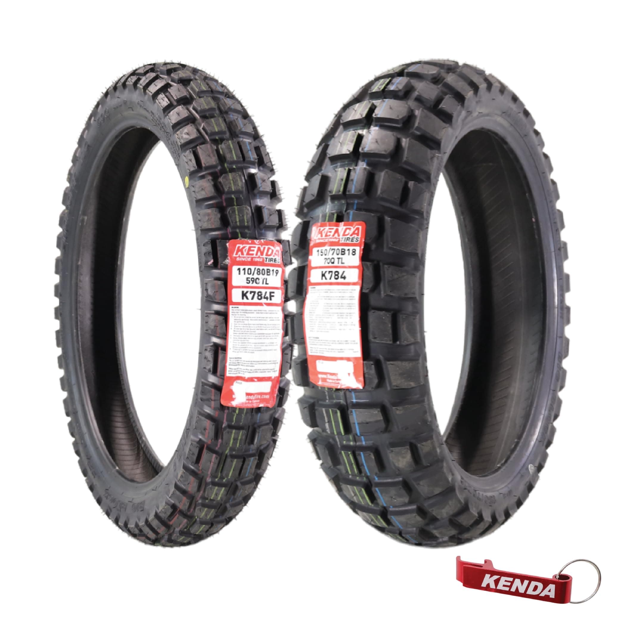 Kenda Big Block Tubeless (TL) Motorcycle Tire Dirt Bike City Bike with Key Chain (110/80B19/150/70B18)