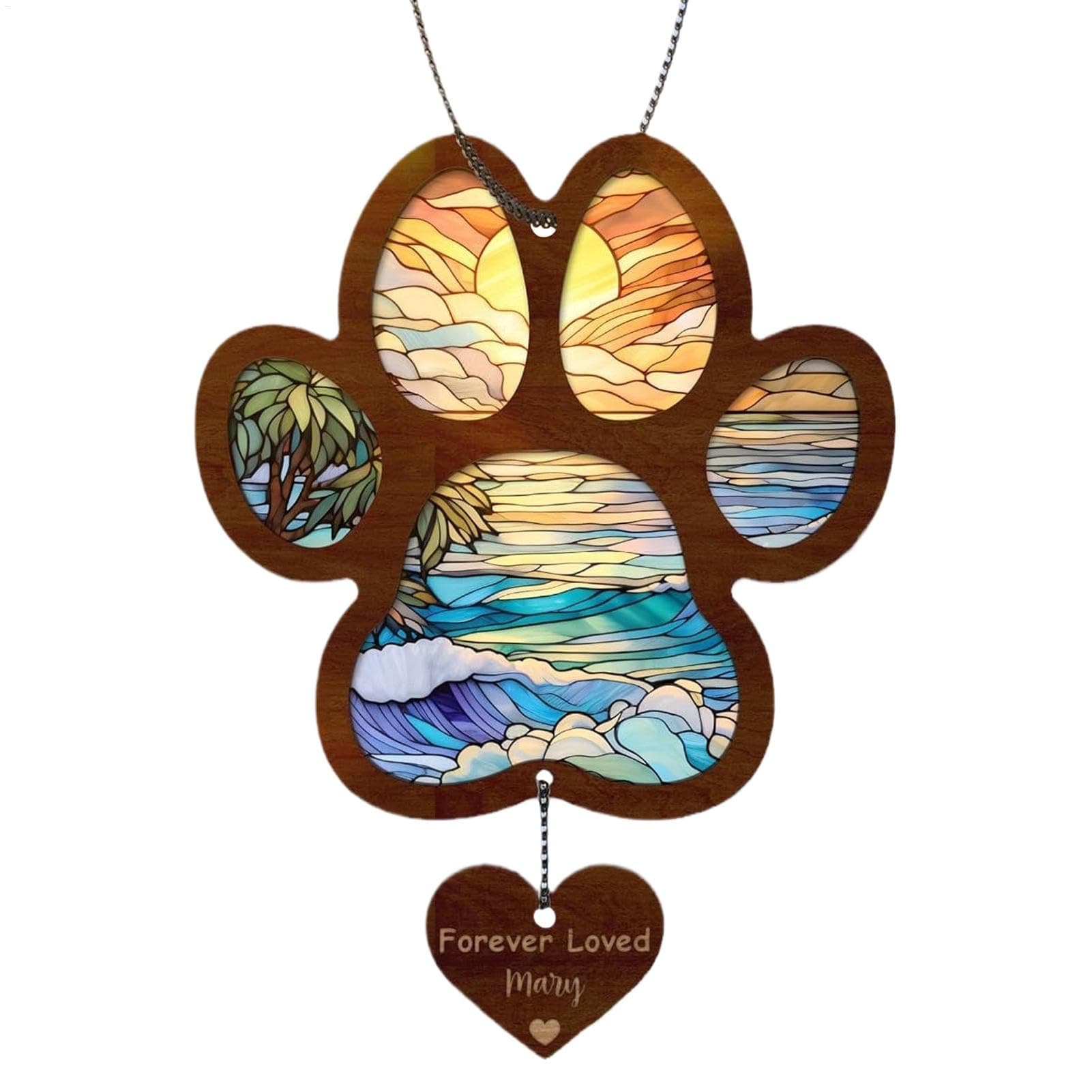 Wooden Puppy Sun Catcher - Wooden Rainbow Pendant, Rainbow Maker Decoration | Dogs Memorial Sculpture Art Wall Hung Decor for Home, Garden, Offices, Window