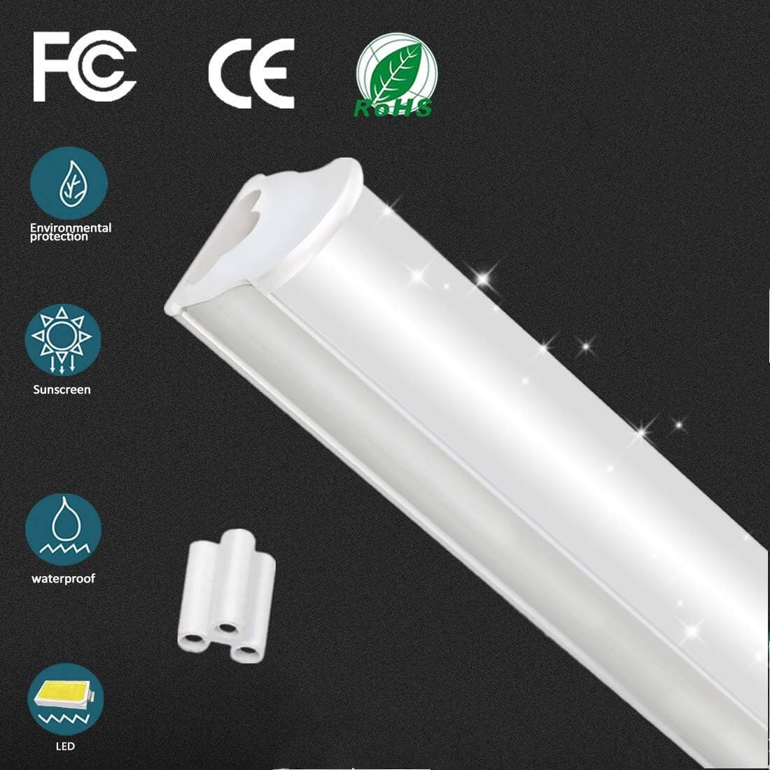 LED Tube Lights Fixture T5 4FT Cabinet Lights , LED Batten Light 18W 1500LM Neutral White(4000K), Ceiling Tube Light with Connector 180°Beam Angle for Kitchen Garage Shop Warehouse 1 Pack