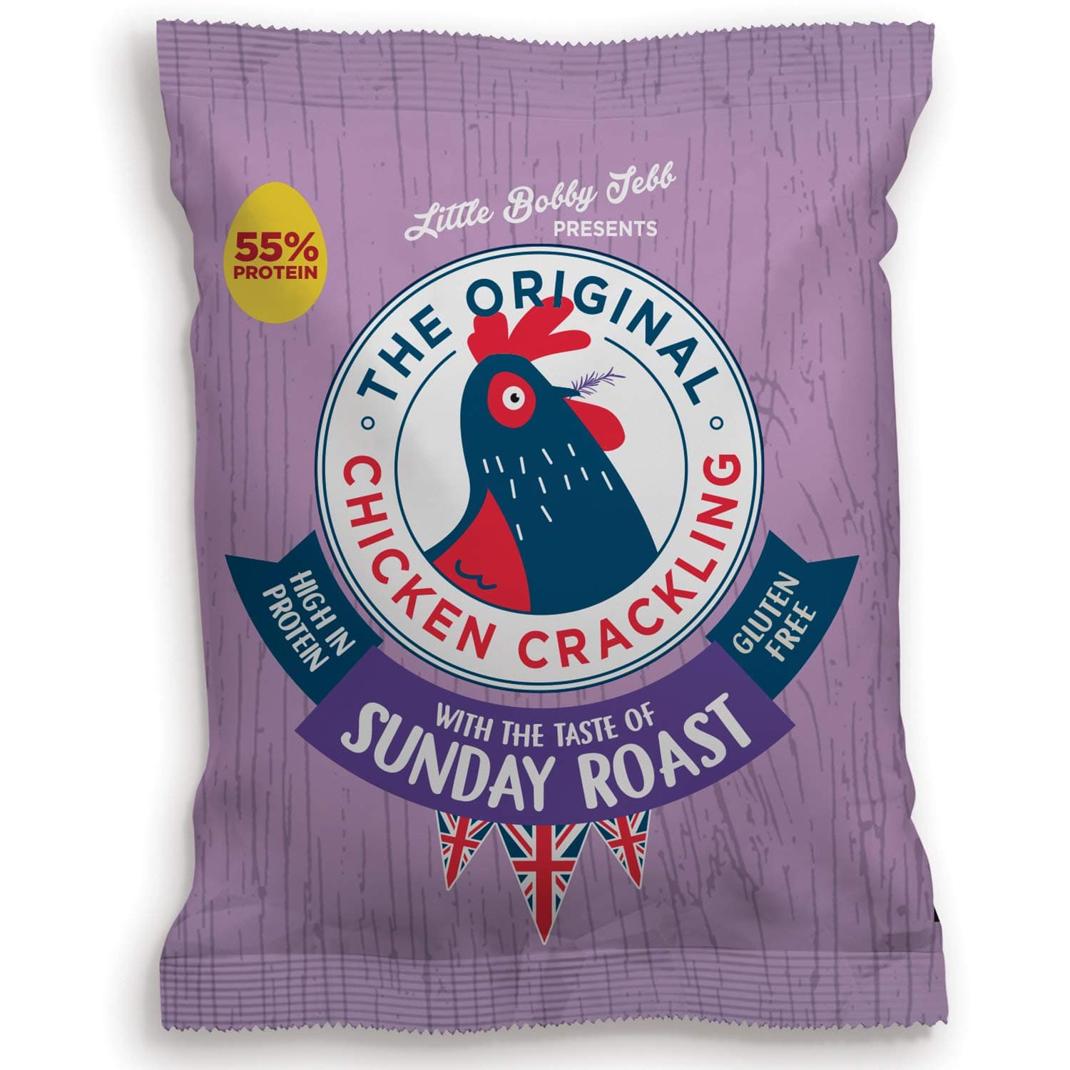Chicken Crackling Hand Cooked Snack. Sunday Roast Flavour. Low Carb, High Protein, Keto, Gluten-Free Alternative to Pork Scratchings. 10x 30g Bags