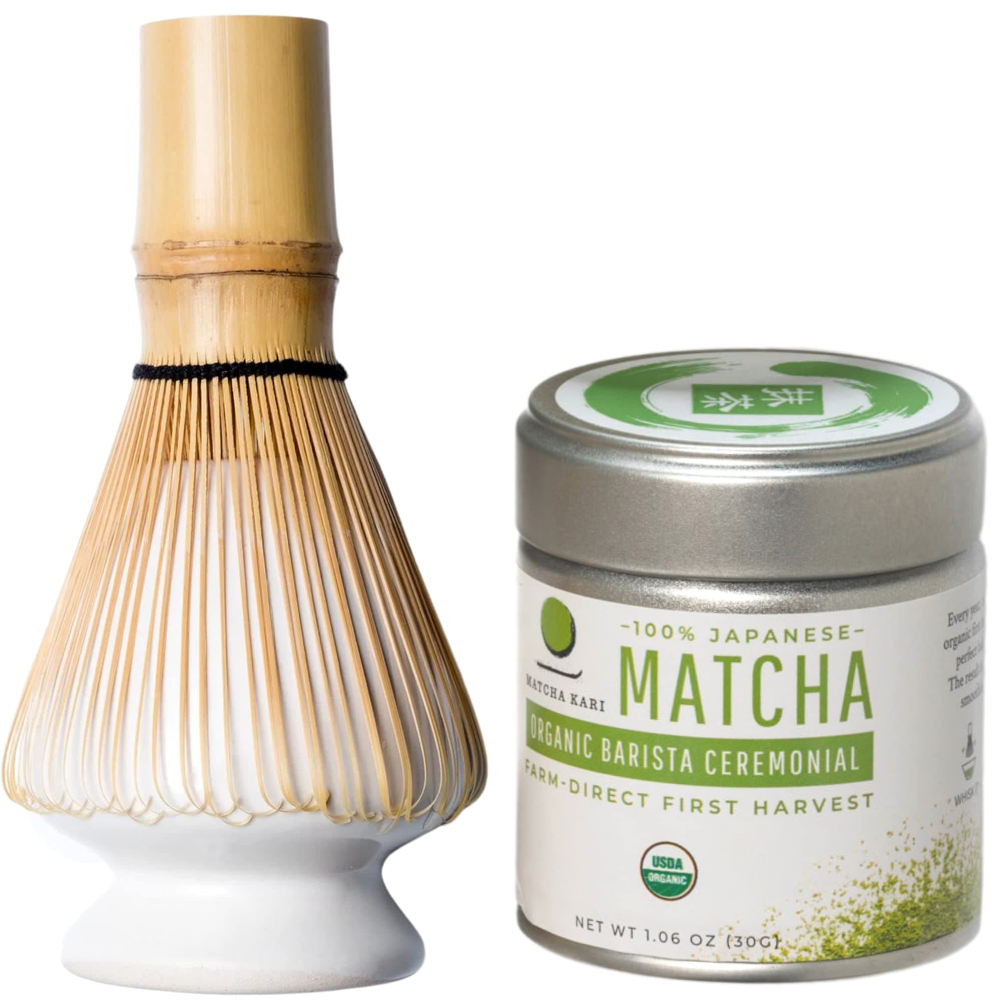 - Dr. Weil Matcha Kari Mini Matcha Tea Set - White - Ceremonial Organic Matcha with Whisk & Holder