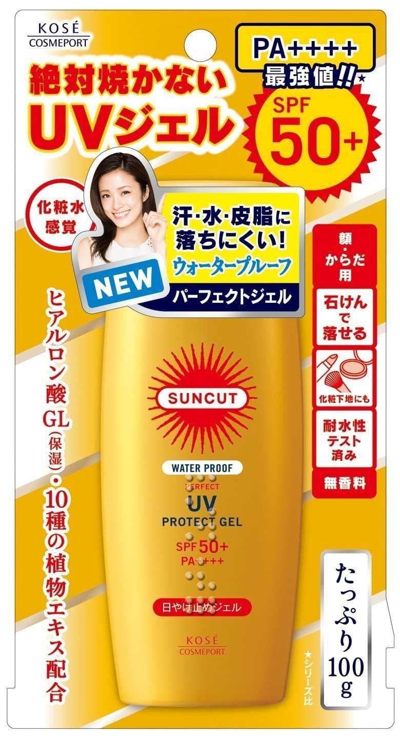 KOSE ・NEW Waterproof | Fragrance Free | SunCut Perfect UV Protect Gel SPF 50 + PA ++++ 100g ( Colorless and Transparent Type | Easy wash )