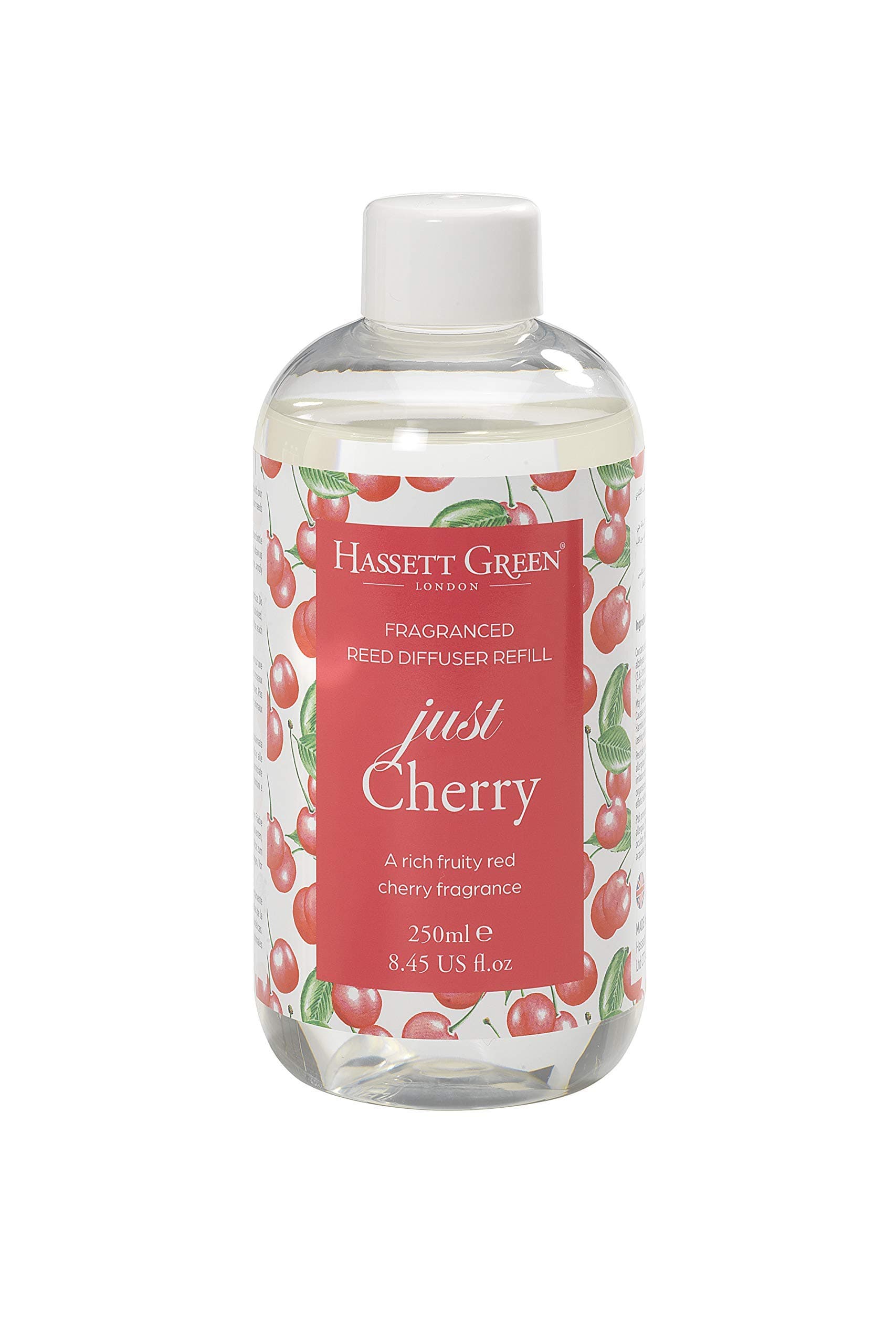 Hassett Green London - Just Cherry - Fragrance Oil Reed Diffuser Refill - Larger Size 250ml Bottle