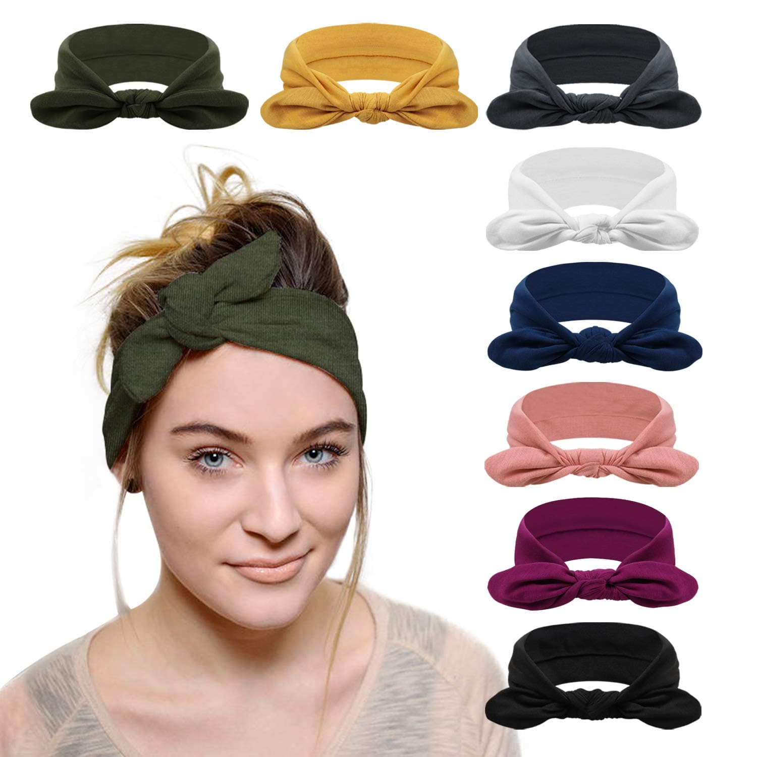 DRESHOW 8 Pack Headbands for Women Yoga Hairbands Vintage Criss Cross Knot Head Wrap