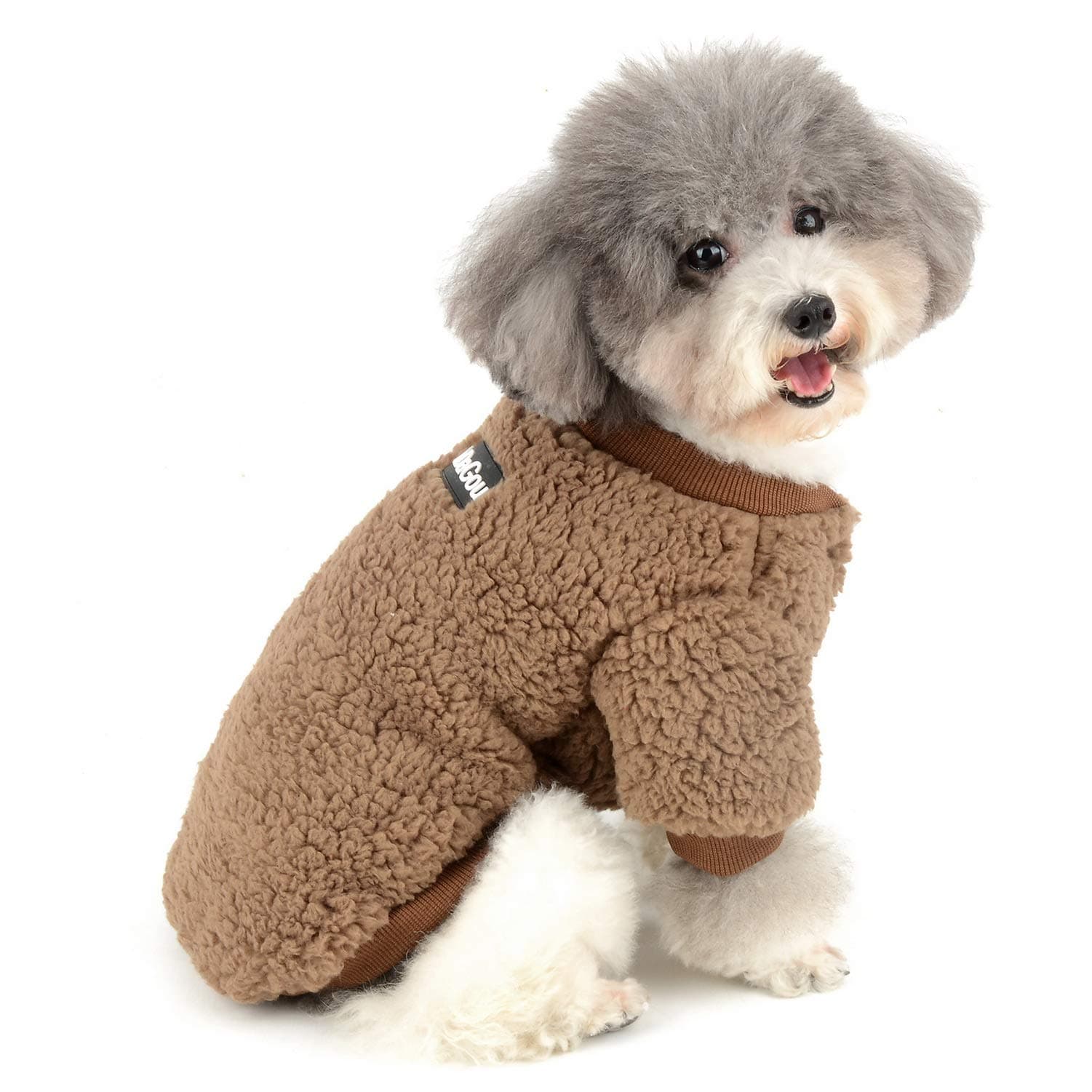 ZuneaSmall Dog Clothes Coat Winter Fleece Warm Puppy Jacket Apparel Chihuahua Sweater Clothing Pet Cat Doggie Boys Girls Jumper Brown M