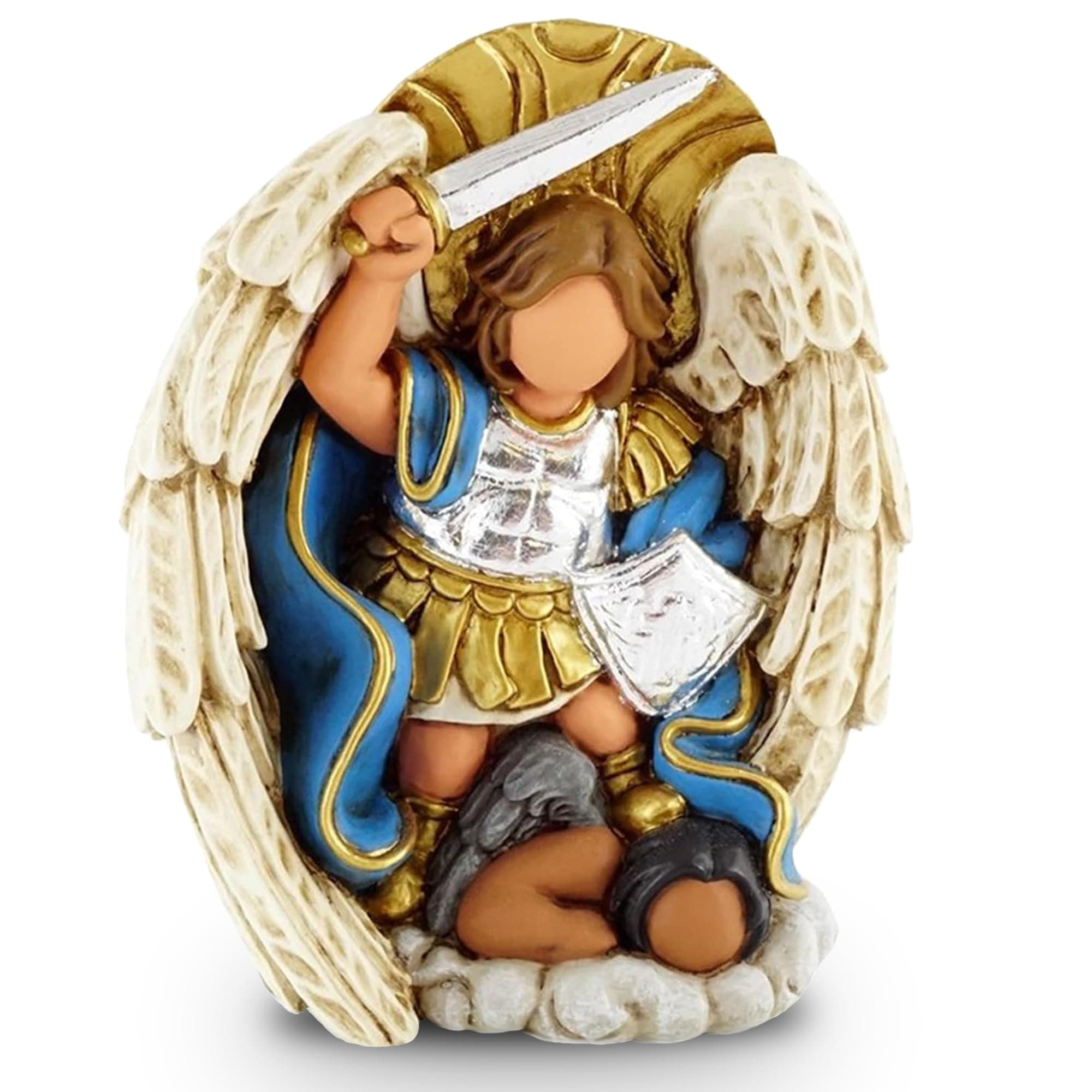 GuitlaSan Miguel Arcángel Azul, Serie Bolitas, Escultura Religiosa, Religious Decoration