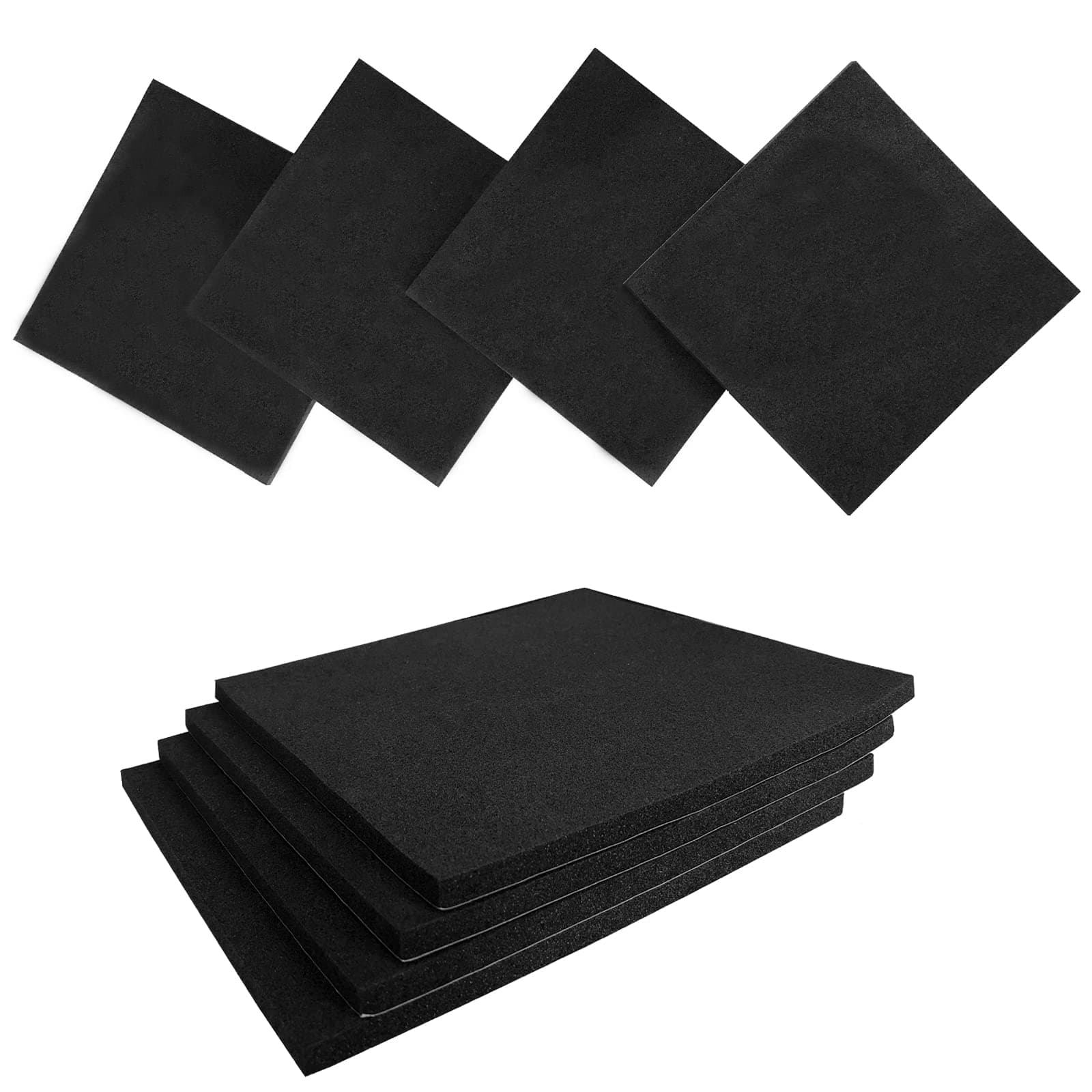 Salimhib 8 Pieces Black Adhesive Foam Padding, 1/8" Thick Closed Cell Foam Sheet, 4" X 4", Self Adhesive Neoprene Rubber Pad, Non-Slip Adhesive, Pad
