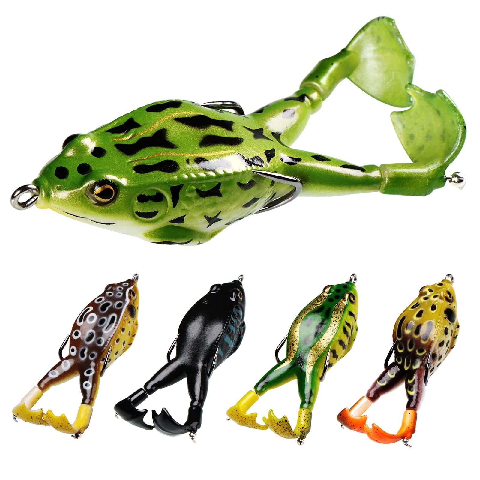 Topwater Frog Lures Double Propellers Soft Silicone Bass Bait Realistic Frog Lures Kit Set Trout Pike Freshwater Saltwater