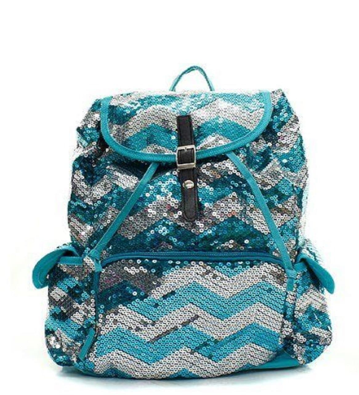 N.Gil Chevron Sequin Backpack Aqua