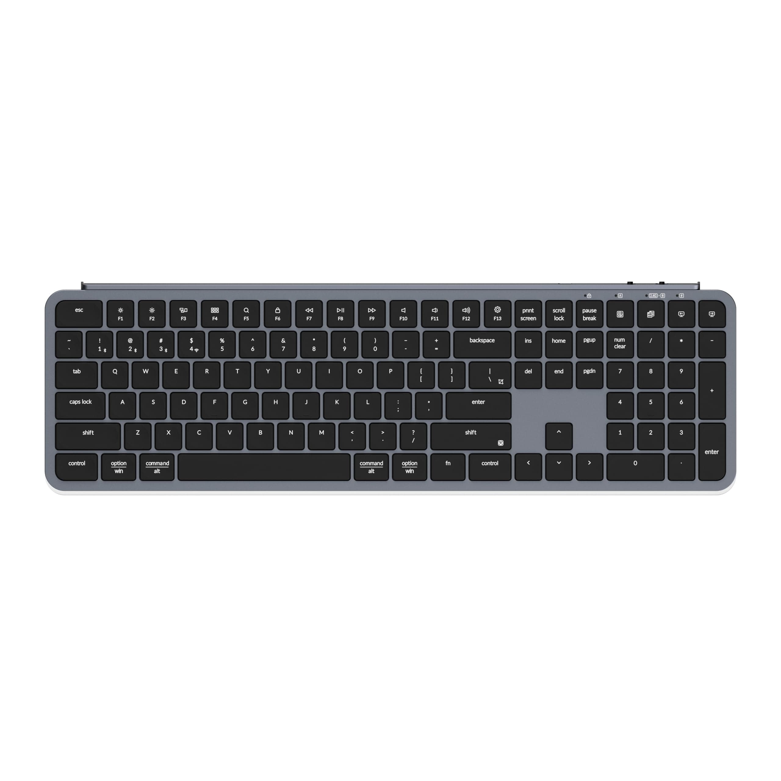 B6 Pro Ultra-Thin Wireless Keyboard, Full-Size ZMK with Numeric Keypad Quiet Typing, 2.4 GHz/Bluetooth 5.2/Wired Connection Long Battery Life, Compatible with Mac Windows Linux - Space Gray