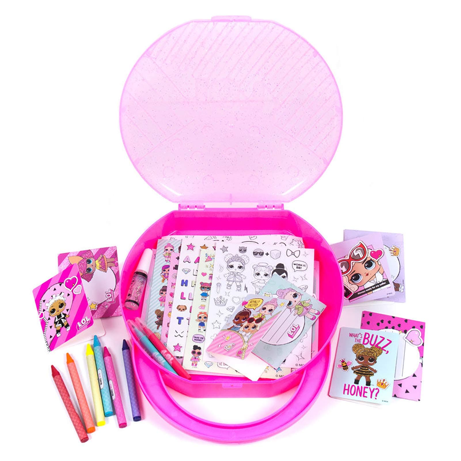 L.O.L. Surprise! Creativity Case by Horizon Group USA,Create, Play & Store,DIY Activity Case Including Paper Dolls,Coloring Pages,Makers,Crayons,Glitter Glue,Scratch Art,Stickers & More.Hot Pink
