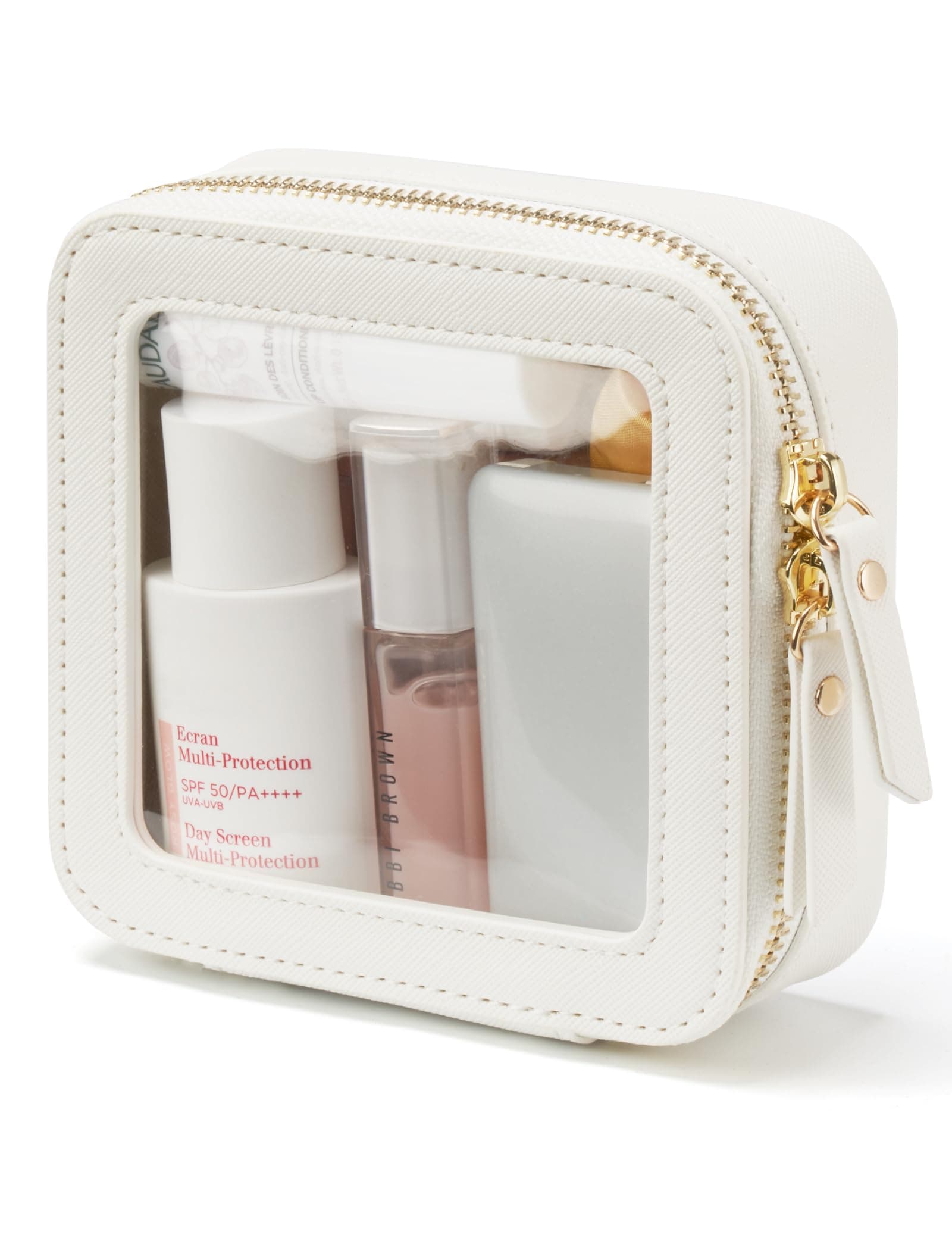 Popvibe Clear Makeup Bag Travel Cosmetic Case Transparent Toiletry Bag with Zipper, Portable Make Up Organizer Traveling Compact Car Bag for Essentials