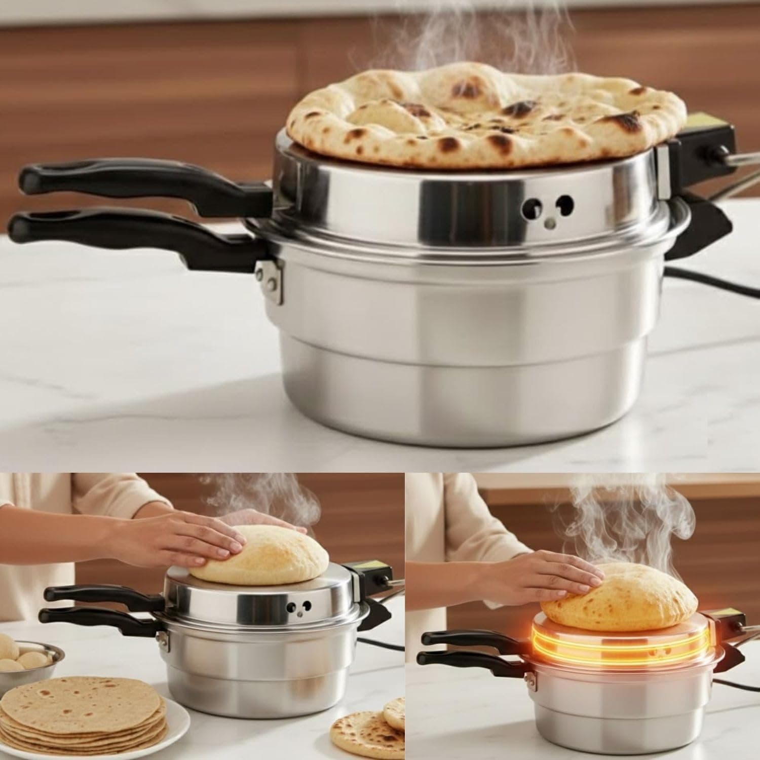 Aluminum Mini Electric Oven - Bread, Pizza, Khameer, and Lebanese Flatbread Maker | Multi-Purpose Hot Arabic Khameer Bread Machine" 28CM
