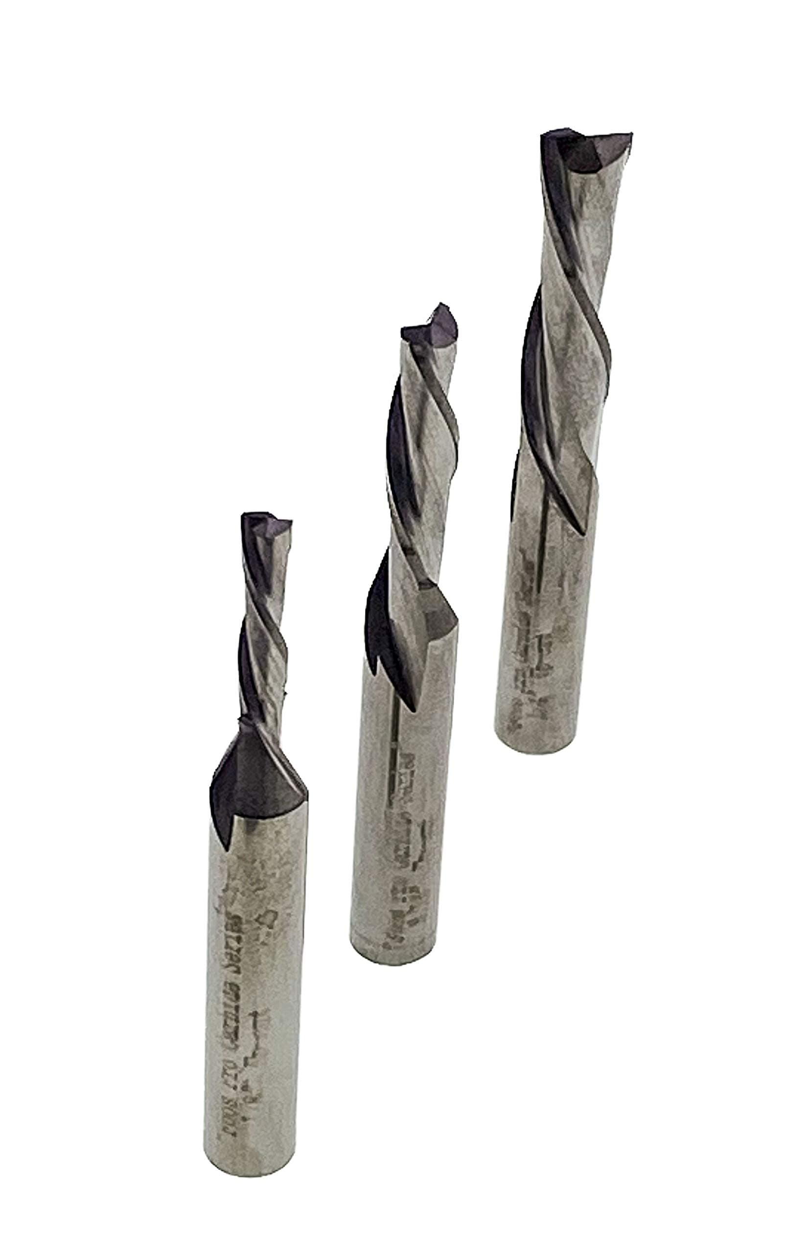 FOOS - Up Cut Spiral Router Bit Set - Solid Carbide - 1/4” Shanks - Veteran Owned (3pcs 1/4"; 3/16"; 1/8")
