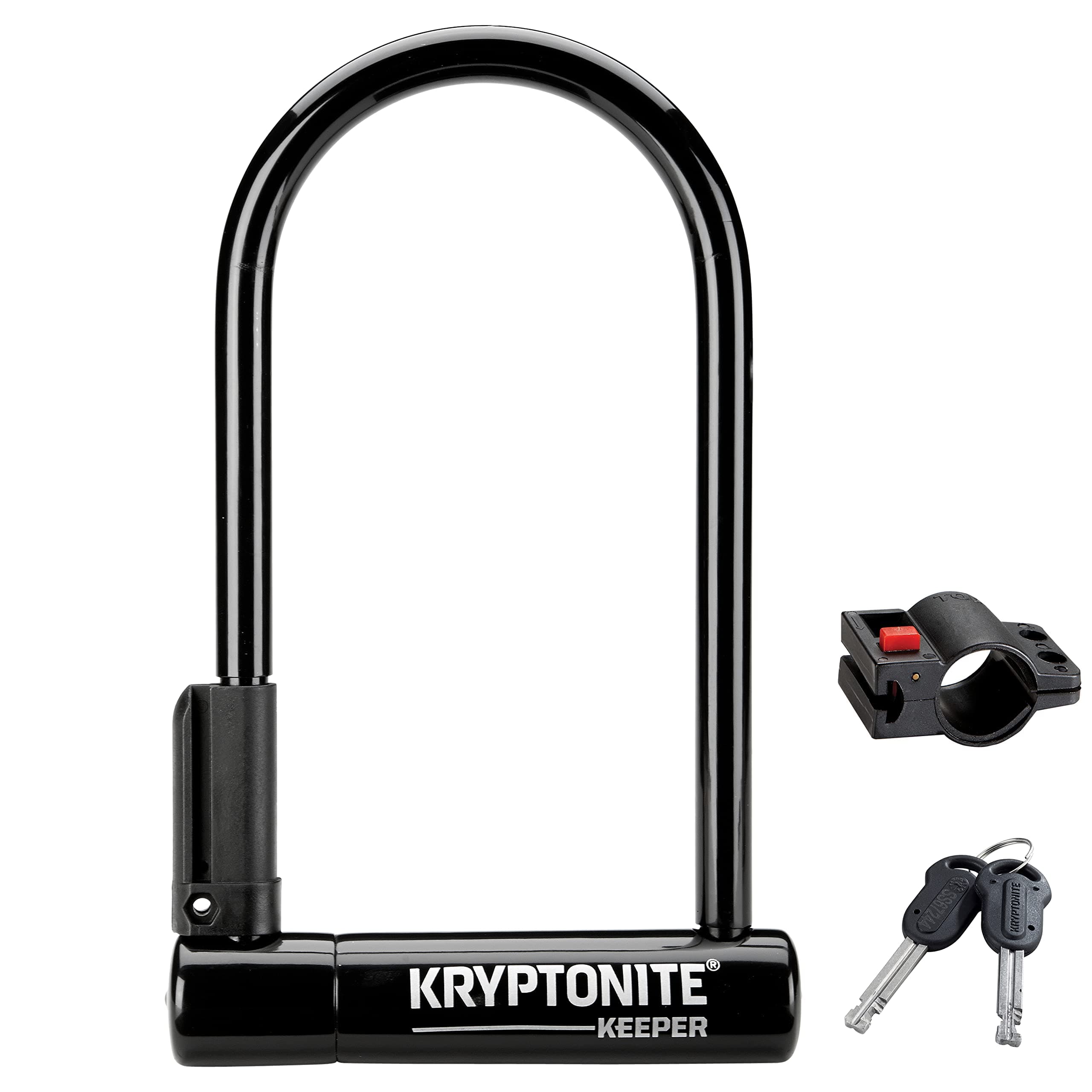 Kryptonite Keeper Standard Anti-Theft U-Lock, Heavy Duty, 12mm Shackle, Black, Combination Lock, Lifetime