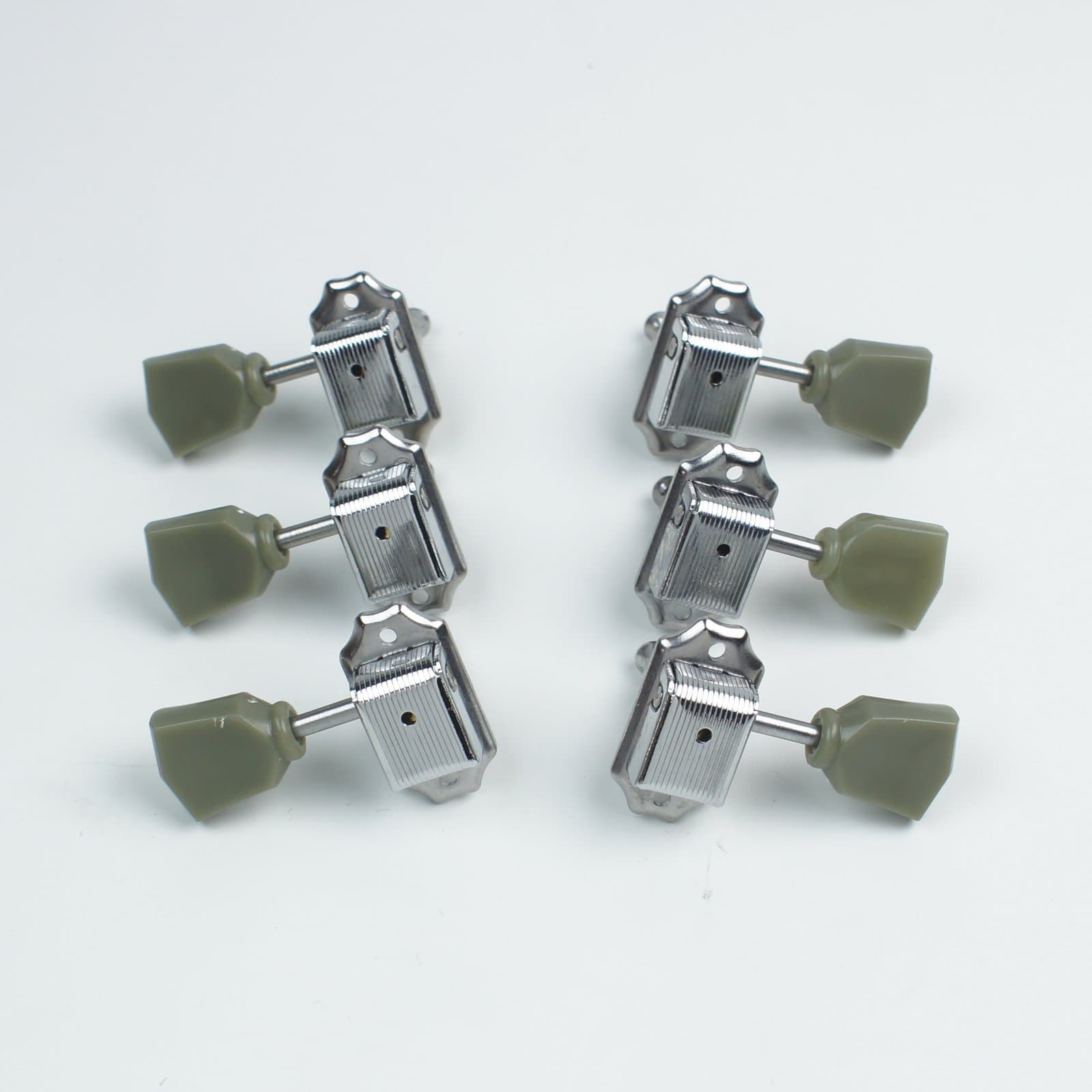 6 Tuning Keys Tuners Head Pegs Chrome /Green keytone