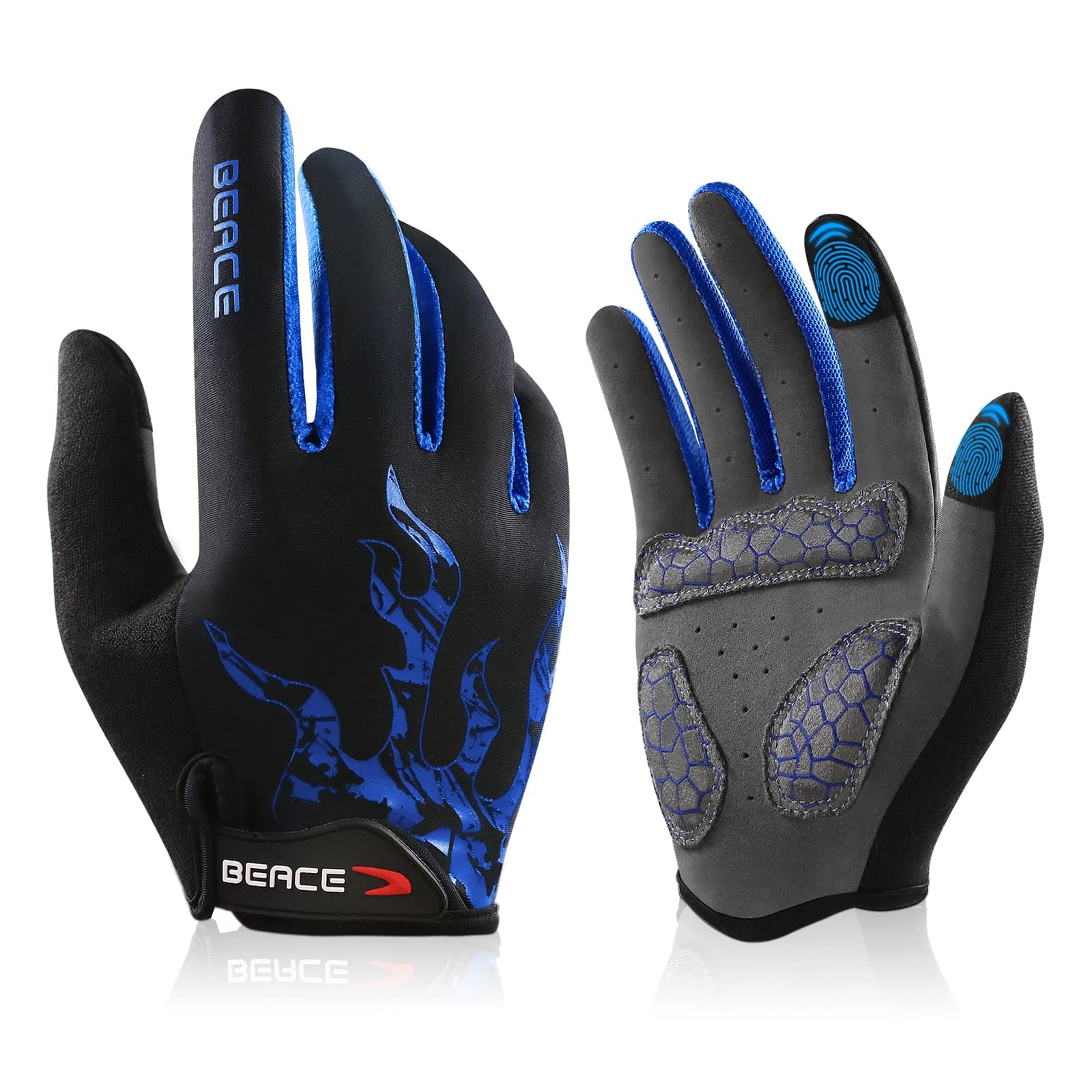 Cycling Gloves for Men Women - Full Finger Mountain Bike Gloves With Touch Screen and Anti-Slip Silicone Palm - Workout and Road Bicycle Gloves