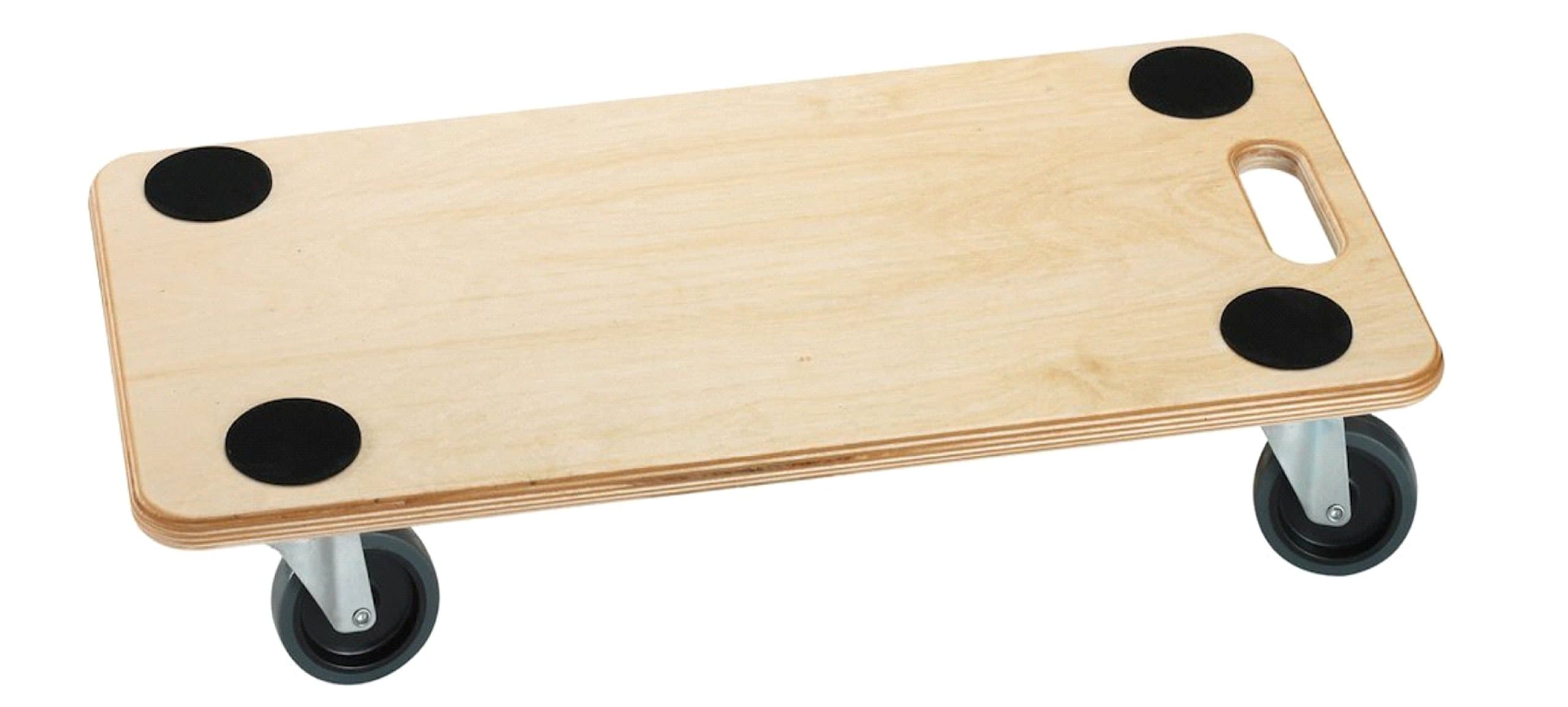 1x Transport Trolley 58 x 30 x 11 cm/Wooden Board with Carry Handle and Port Aid as Castor Roller & Trolley Steering Wheels Up To 200 kg Natural