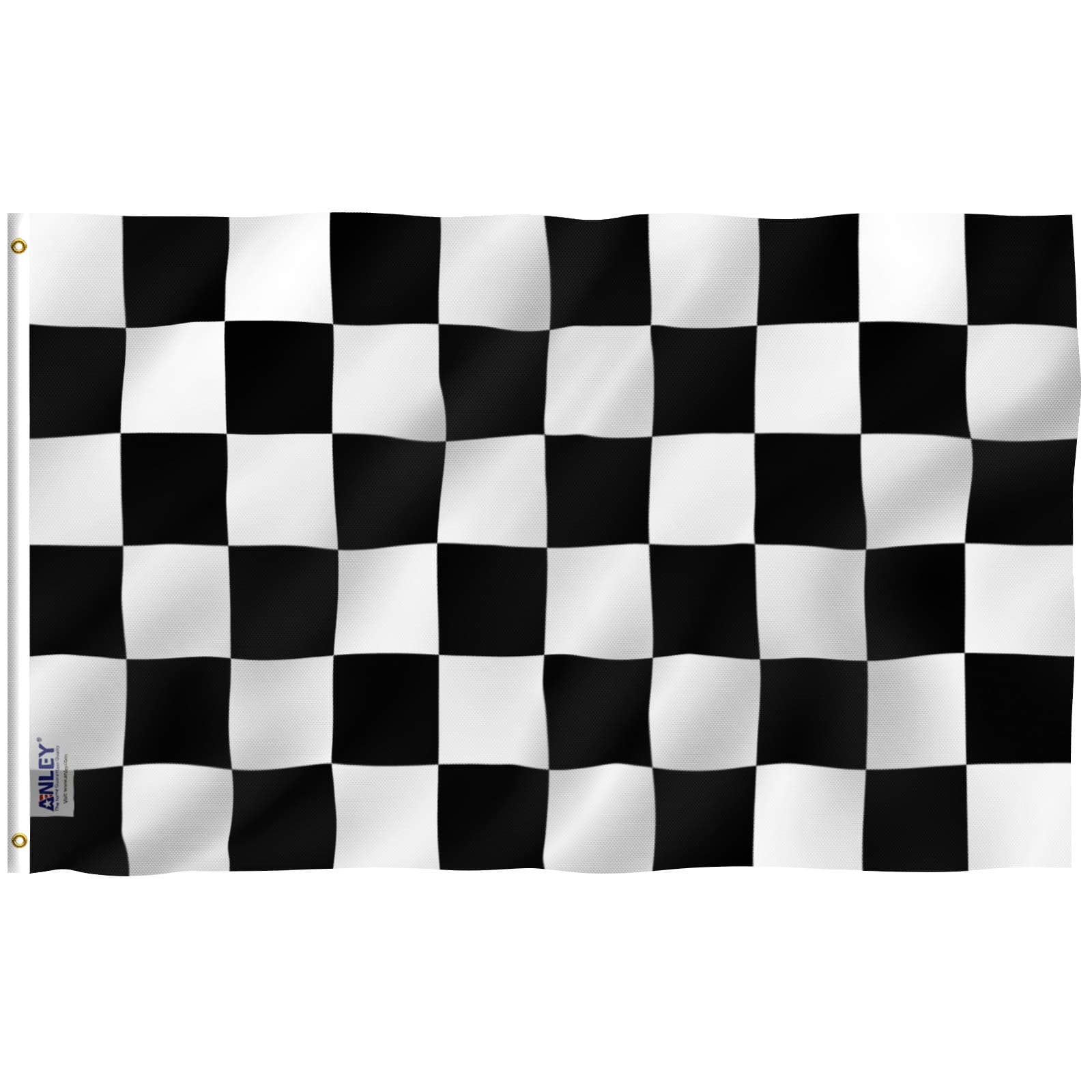 ANLEY Fly Breeze 3x5 Foot Checkered Flag - Vivid Color and Fade proof - Canvas Header and Double Stitched - Black and White Racing Flags Polyester with Brass Grommets 3 X 5 Ft