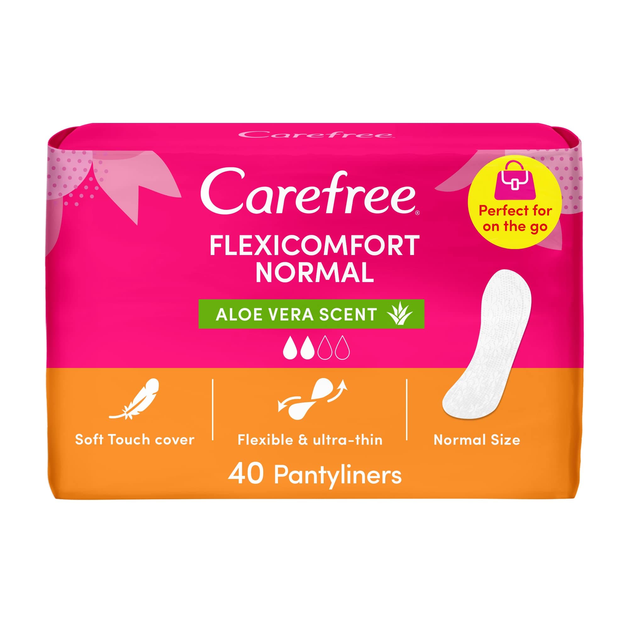 CarefreeDaily Panty Liners, Flexicomfort, Aloe, Pack Of 40