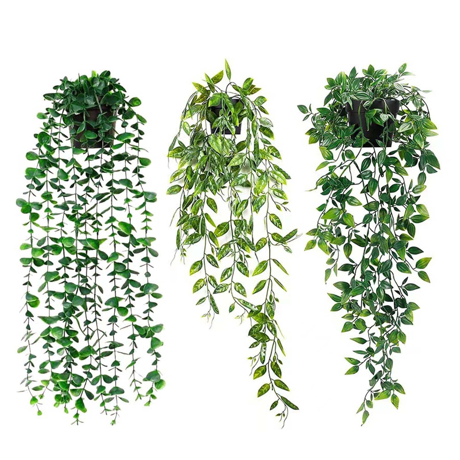 Artificial Hanging Plant, 3 Pack Fake Hanging Plants with Pot, Greenery Faux Fake Ivy Decor, Fake Ivy Potted Plants for Indoor Outdoor Home Decor Wall Room Patio Office Table Shelf