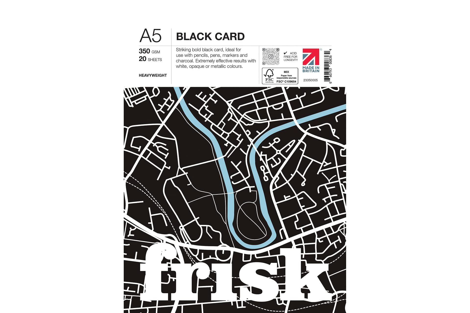 23350005 Heavyweight Black Card Paper Pad A5 350gsm