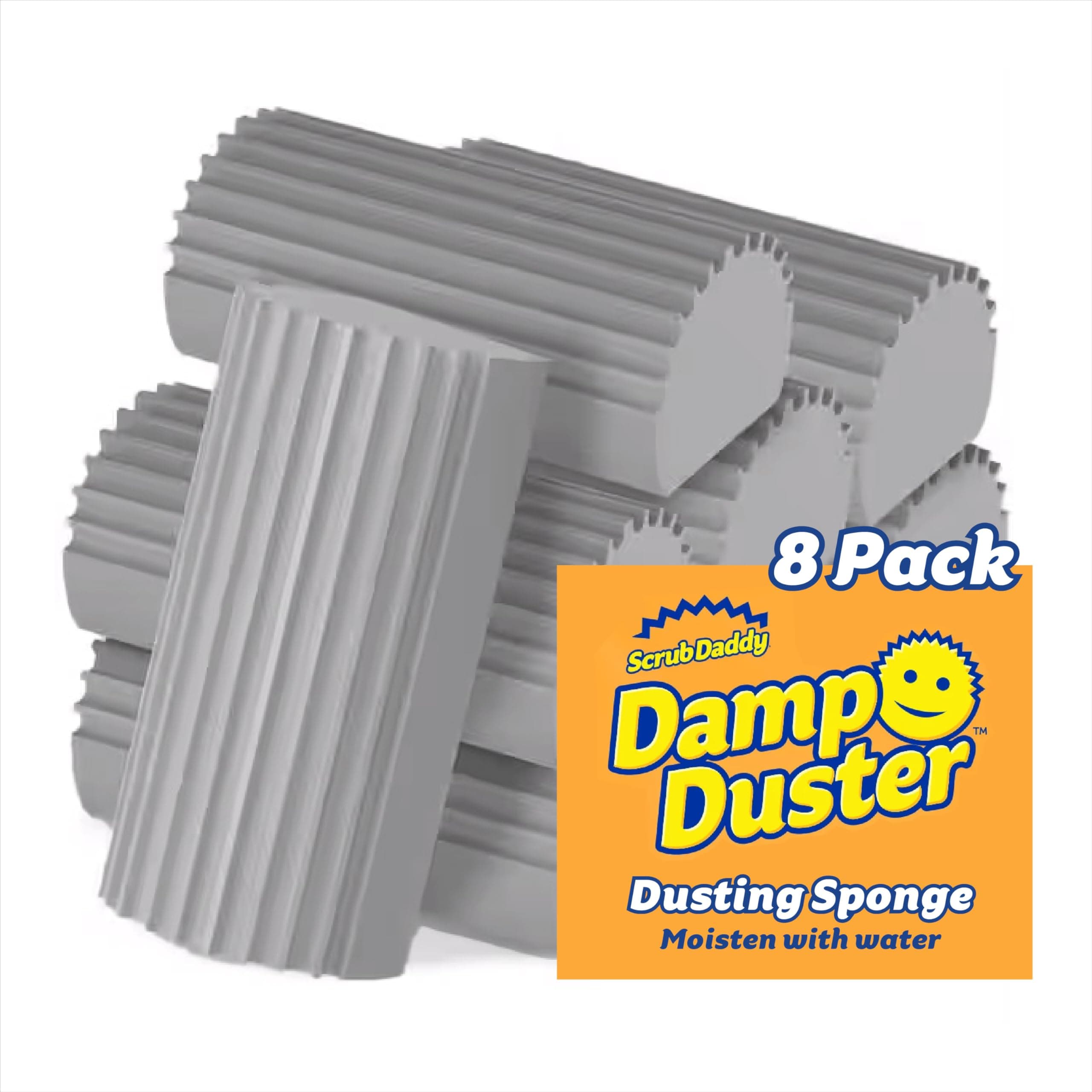 Scrub Daddy Damp Duster Dusting Sponges (8 Count) - Dust Remover for Household Cleaning - Duster for Vents, Railings & Blinds - Reusable Baseboard Cleaner