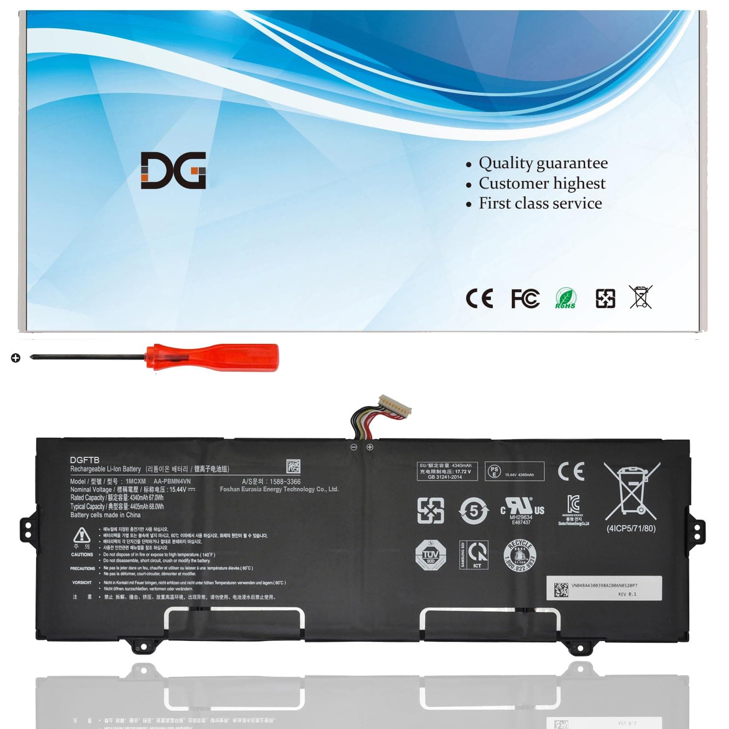 DGFTB AA-PBMN4VN Laptop Battery Replacement for Samsung Galaxy Book Pro 360 15 NP950XDB NP950XDB-KA1US NP950XDB-KB1US NP950QDB Series BA43-00398 BA4300398 BA43-00398A (15.44V 68Wh/4405mAh)