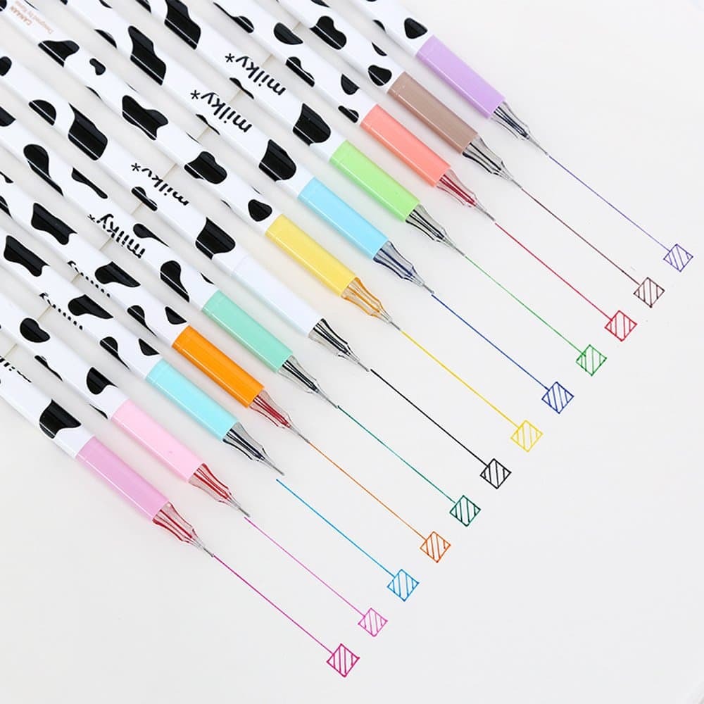 GMissT 12 Colors Candy Gel Ink Pen 0.38mm School Supplies Office Stationary Cute Cows Pattern