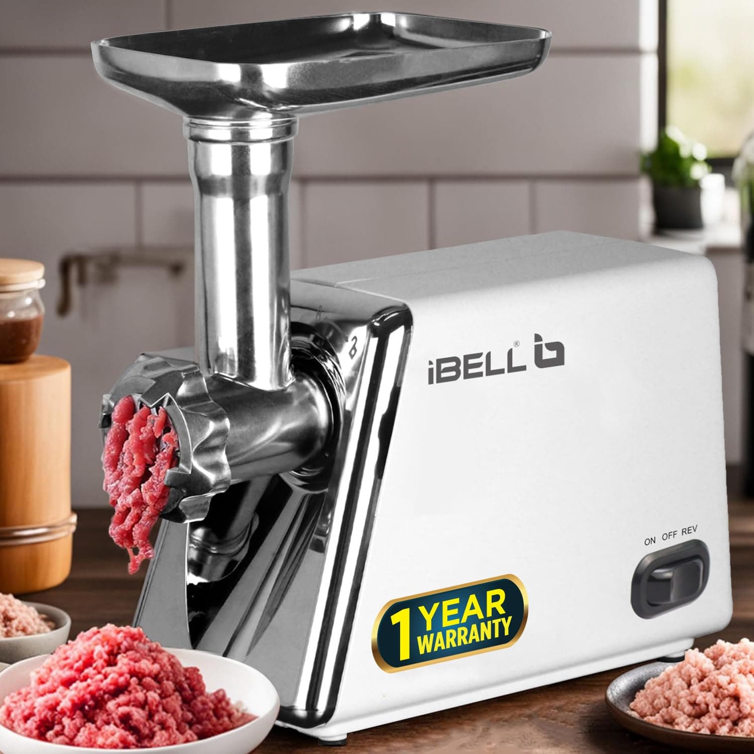 Stainless Steel Mt1750Y Meat Grinder, 1800W, Heavy Duty Mincer Machine for Mincing/Chopping Meat, Keema/Sausage/Kebab Maker (Silver)