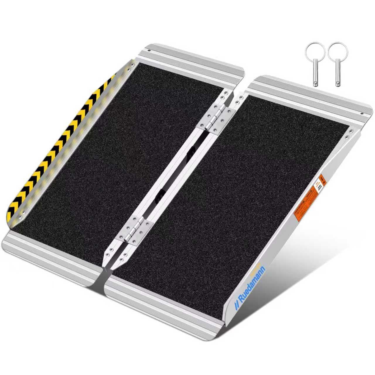 Ruedamann 3FT Portable Wheelchair Ramp, Non-Slip Aluminum Folding Handicap Ramp for Doorways, Wheel Chair Threshold Ramp for Home Steps, Stairs, Wheelchair, Scooters, Pets, Entry