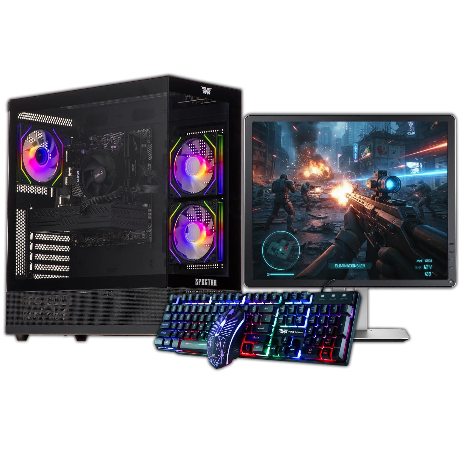 – Veno Scorp Budget Gaming PC 19” Bundle Intel Core i3-8GB RAM - 500GB HDD – GTX 750 4GB NeonZilla ARGB Gaming Case - WINDOWS 11