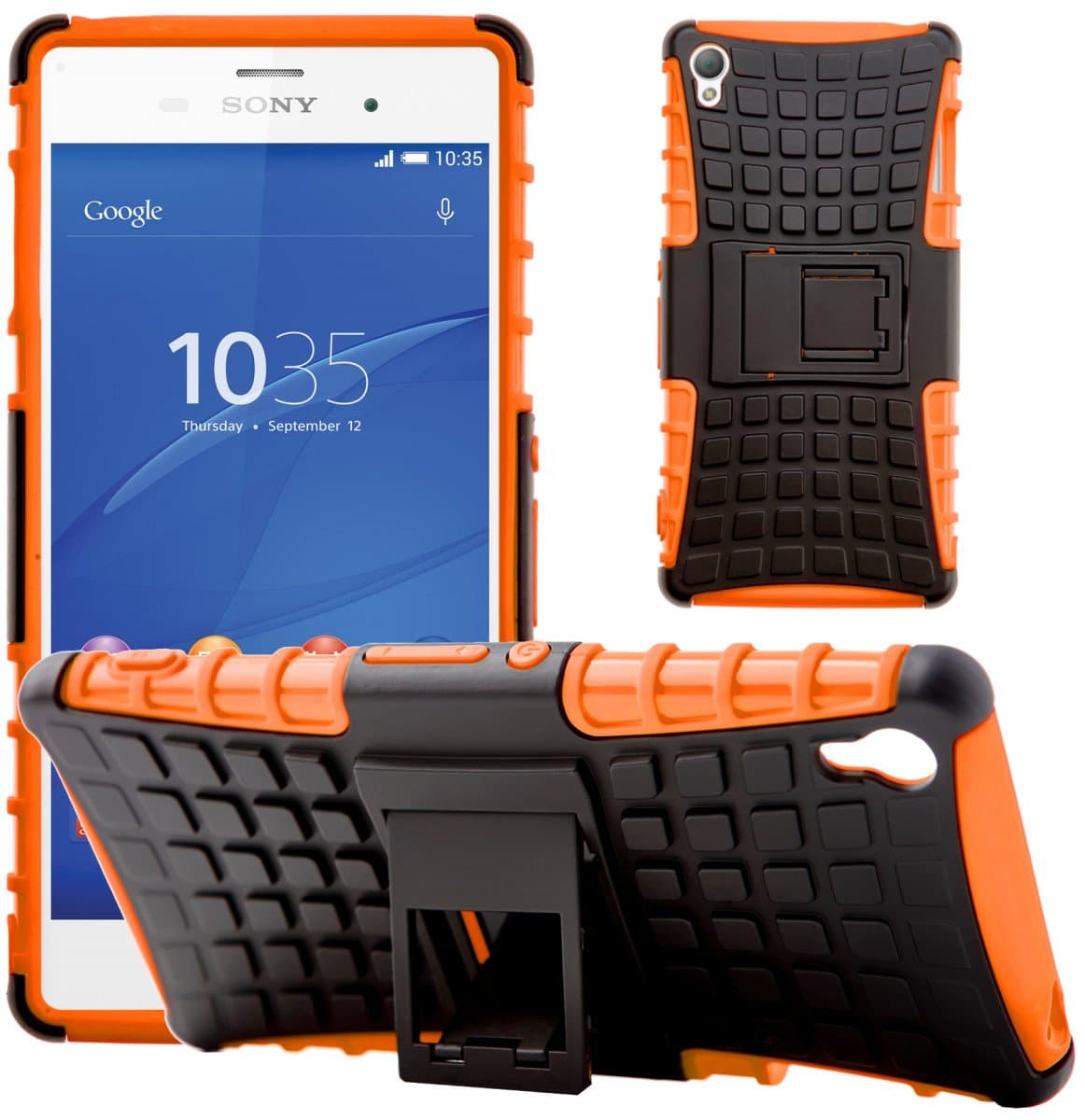 G-Shield Case for Sony Xperia Z3, Shock Absorption Cover with Kickstand, Orange