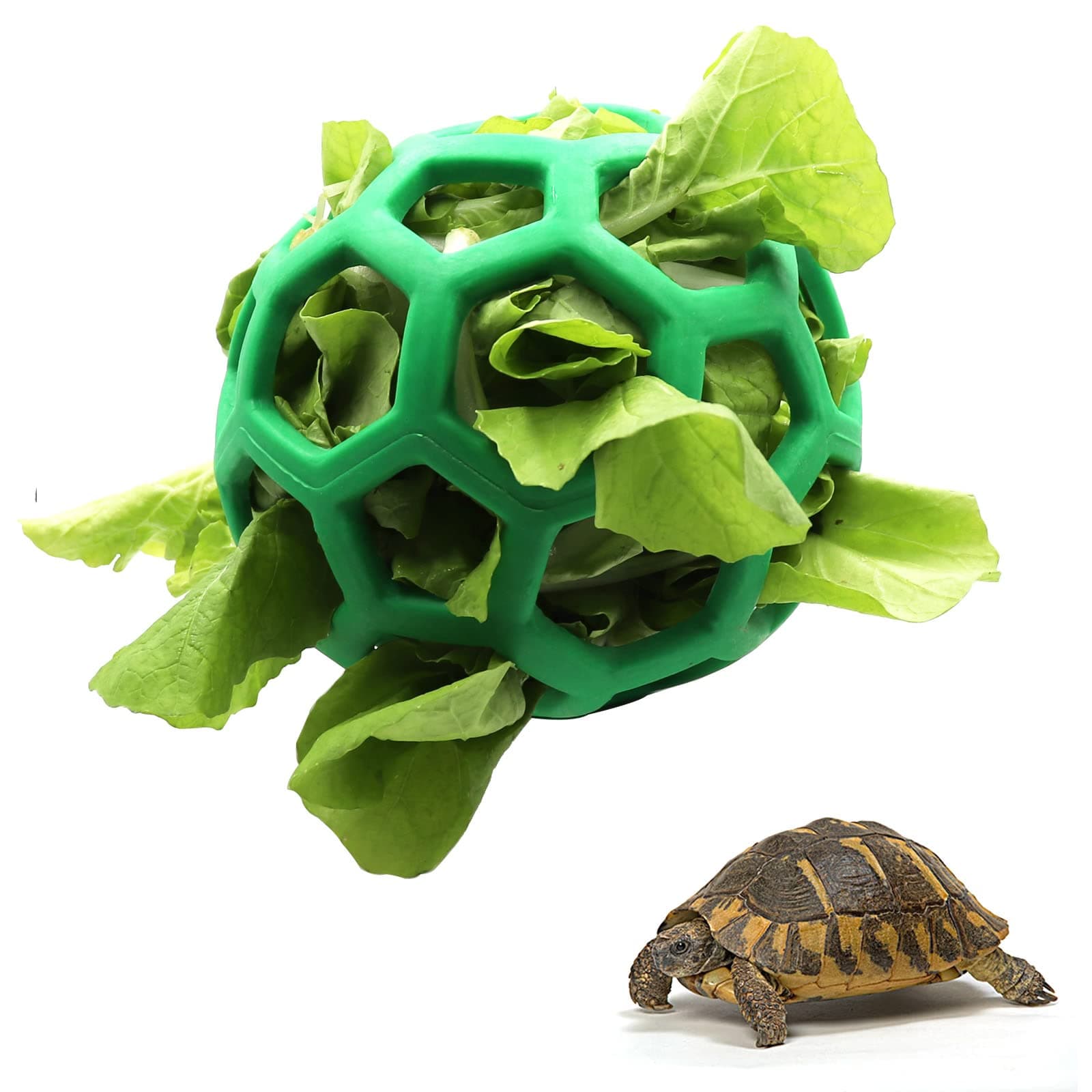 Tortoise Treat Ball Toy Hay Fruit Vegetable Feeder Hanging Feeding Grass Holder Foraging Toy for Small Animals Pet Tortoise Turtle