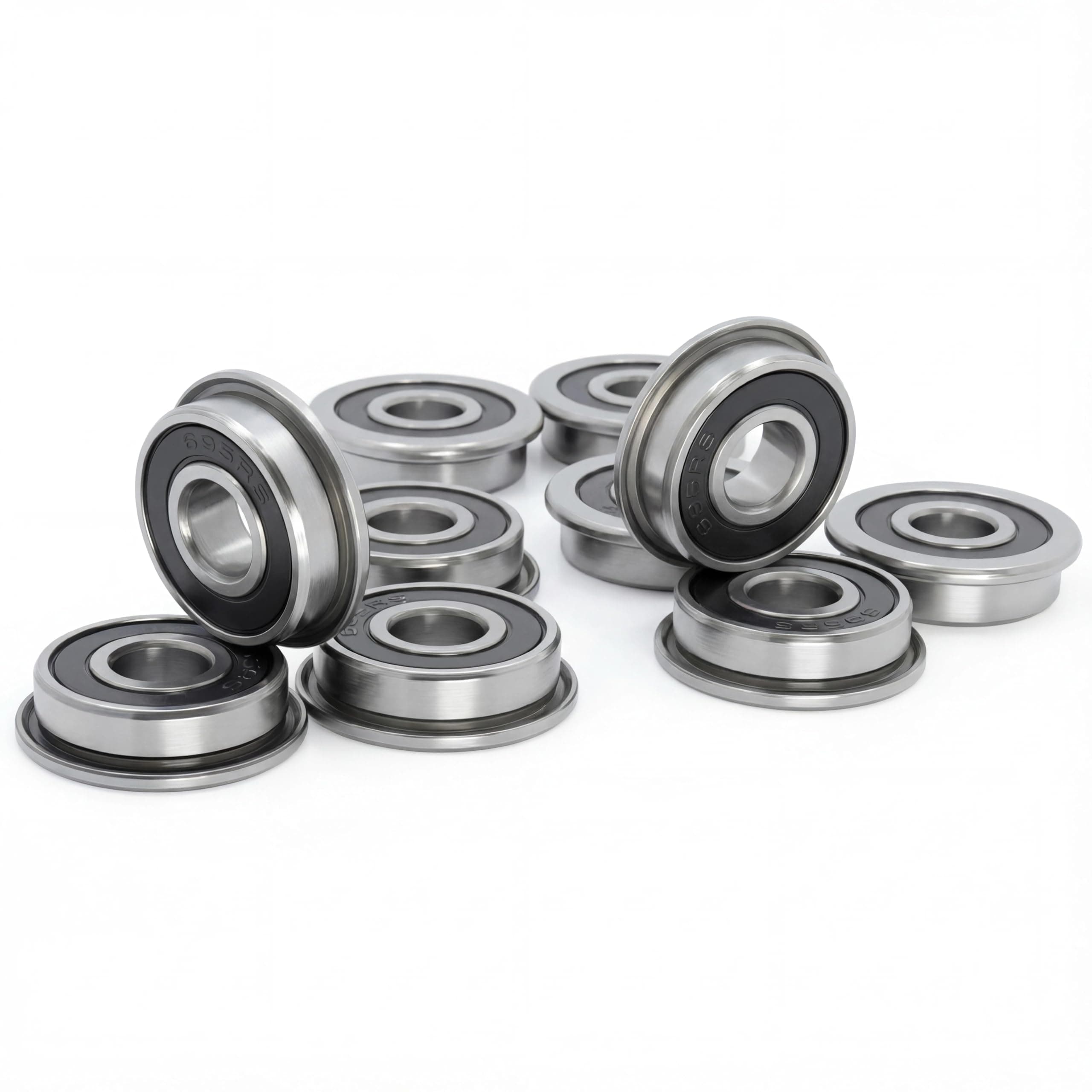 F695-2RS Bearing 5x13x4mm Flanged Miniature F695-RS Deep Groove Ball Bearings F695RS for VORON Mobius 2/3 3D Printer (Pick of 10Pcs)