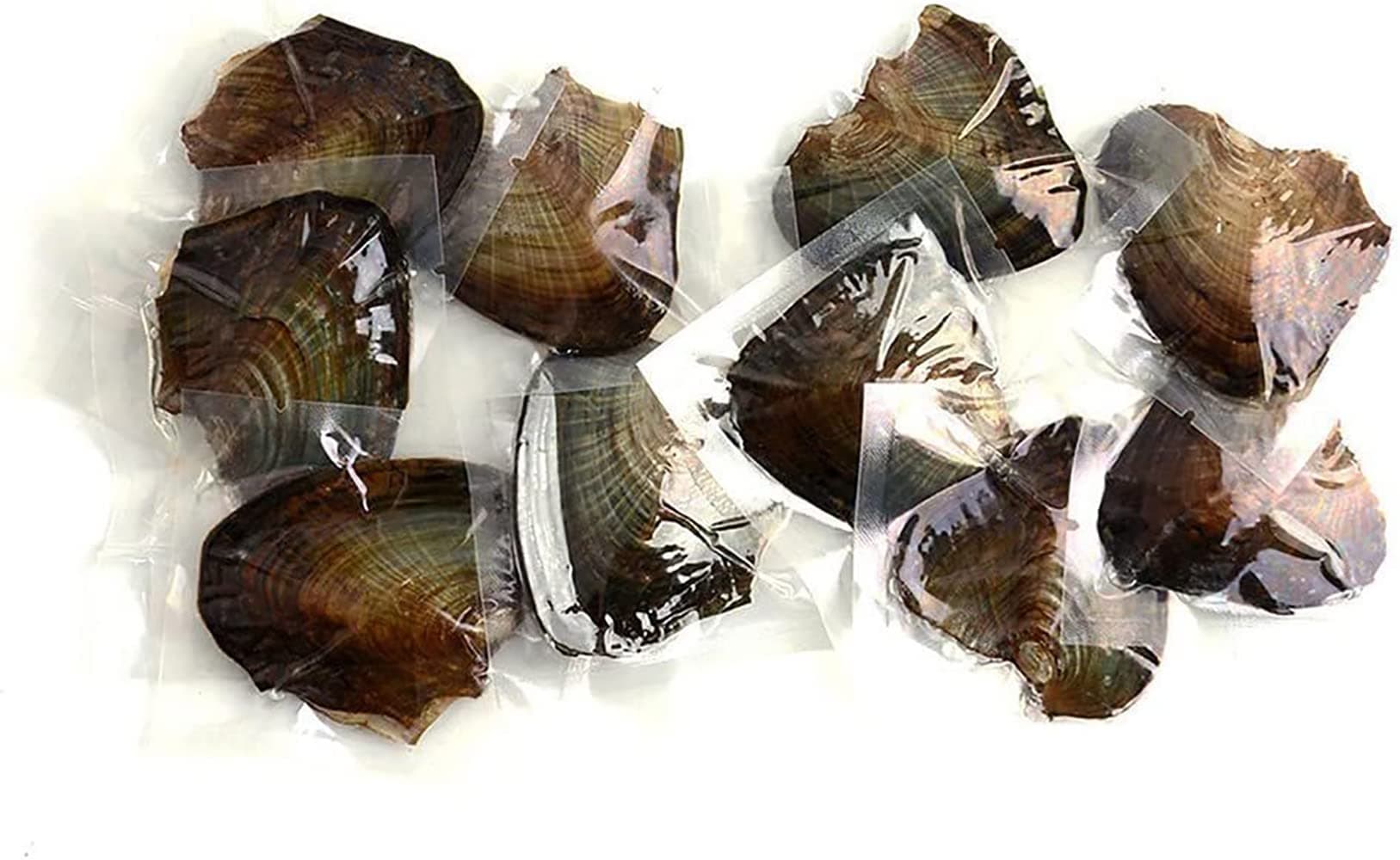 10 PC Freshwater Cultured Pearl Oyster Oval Pearls with White/Pink/Purple/Black, Birthday Gifts(7.5-8mm)