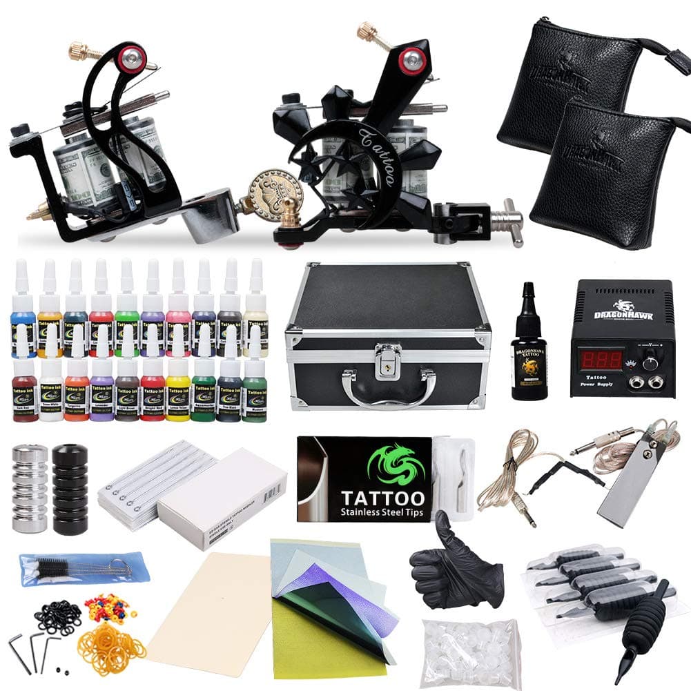 Complete Tattoo Starter Kit 2 Guns Supply Set Equipment D10-24