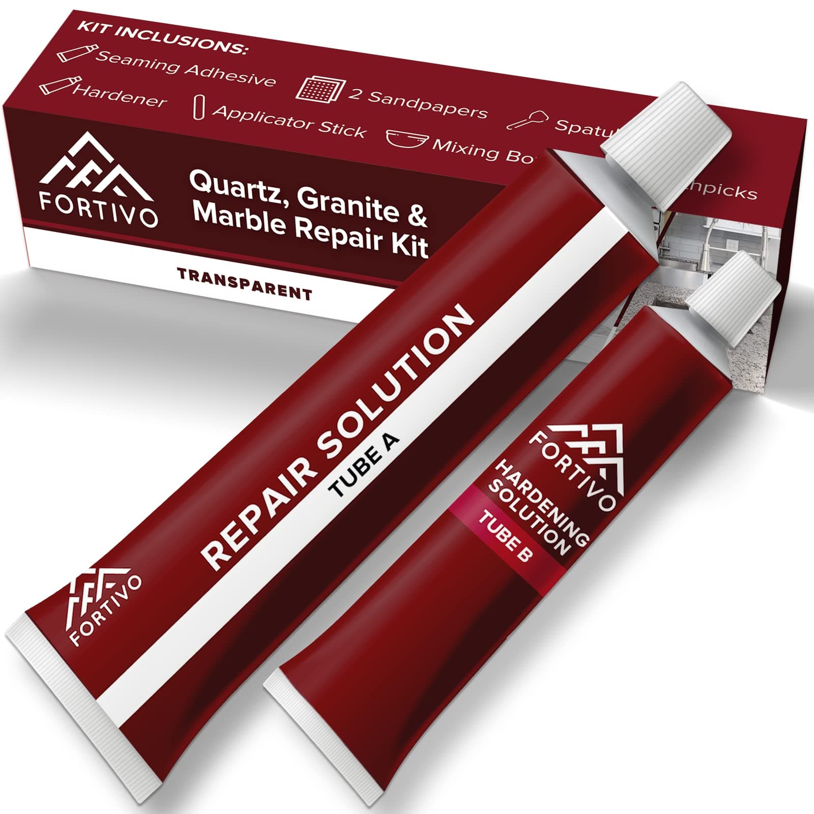 Quartz Countertop Chip Repair Kit, Porcelain Repair Kit, Granite Repair Kit for Cracks, Marble Tile Repair Kit, Granite Countertop Repair, Chipped Tile Repair Kit, Epoxy Countertop Kit Transparent