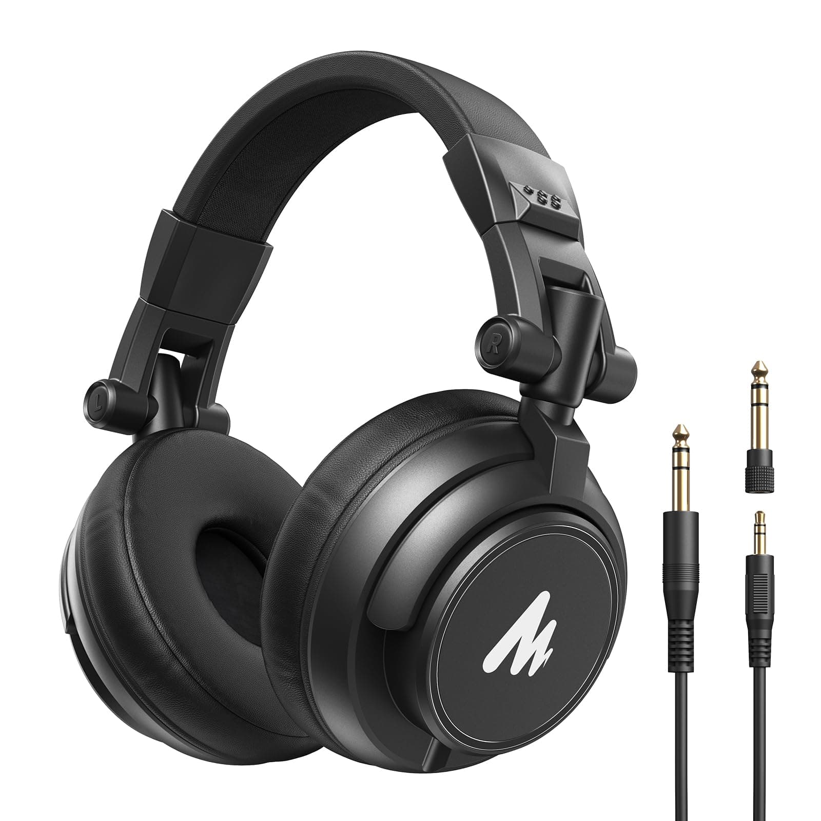 MAONO MH601 Professional Studio Monitor Headphones, Wired Closed Back Over Ear DJ Headset with 50mm Drivers and 1/4 inch to 3.5mm Jack for Guitar Amp Recording Mixing Piano Music Podcast Streaming